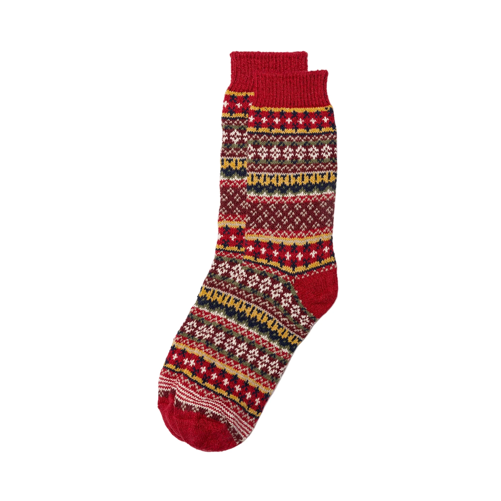 Cotton Fair Isle Socks - Red