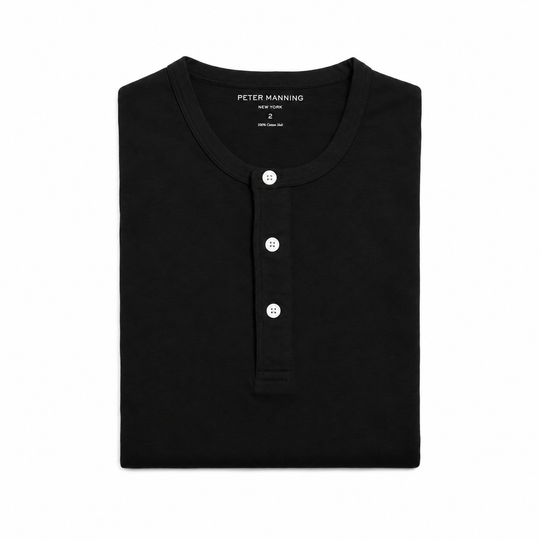 Henley Shirt Long Sleeve - Black