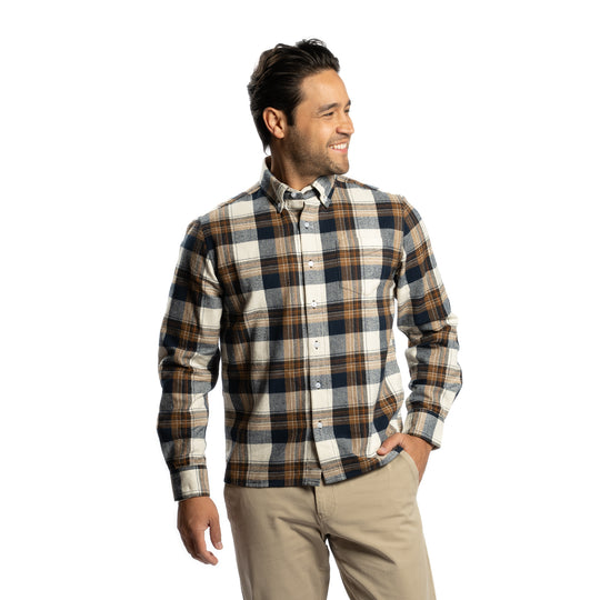 Everyday Flannels - Tan Navy Plaid
