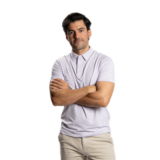 Tech Polos - Purple Stripe