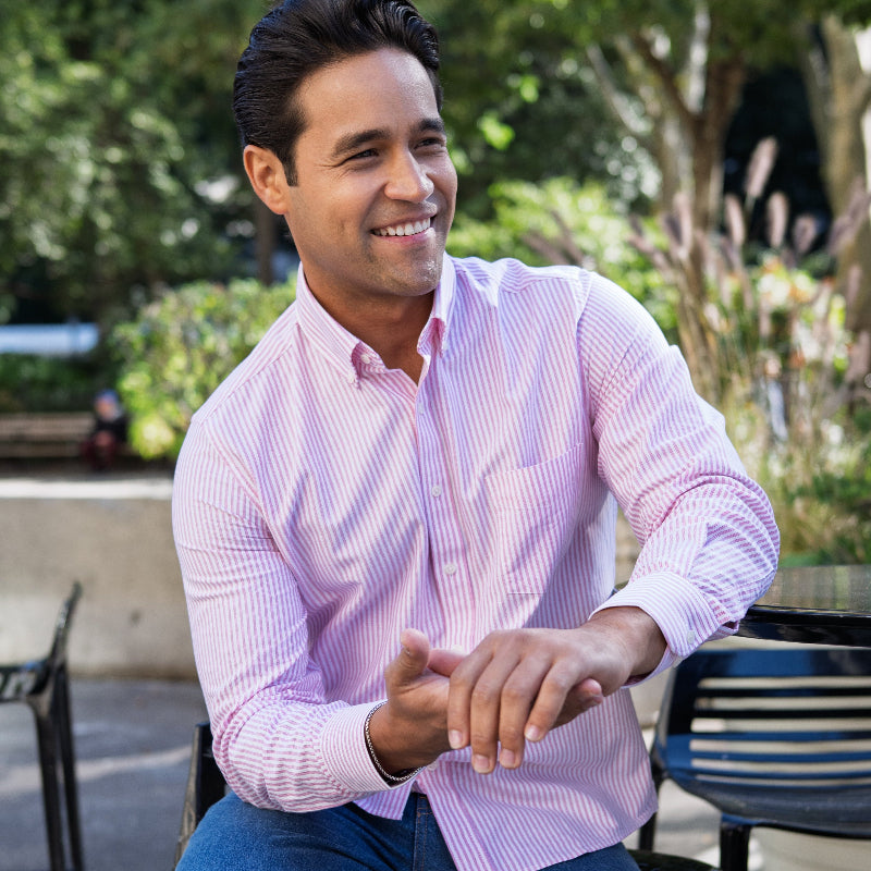 Weekend Oxford Slim Fit - Pink Stripe