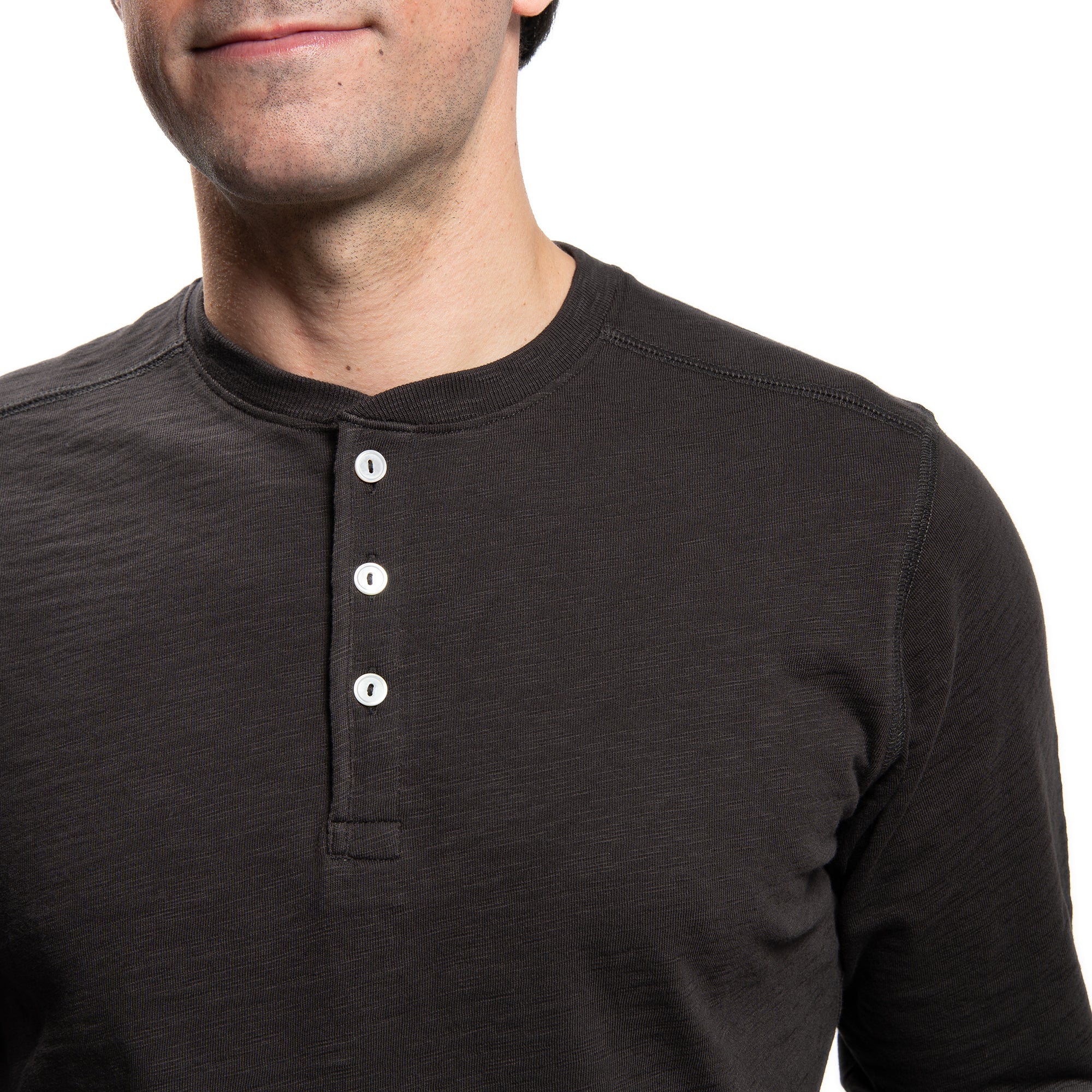 Henley Shirt Long Sleeve - Espresso