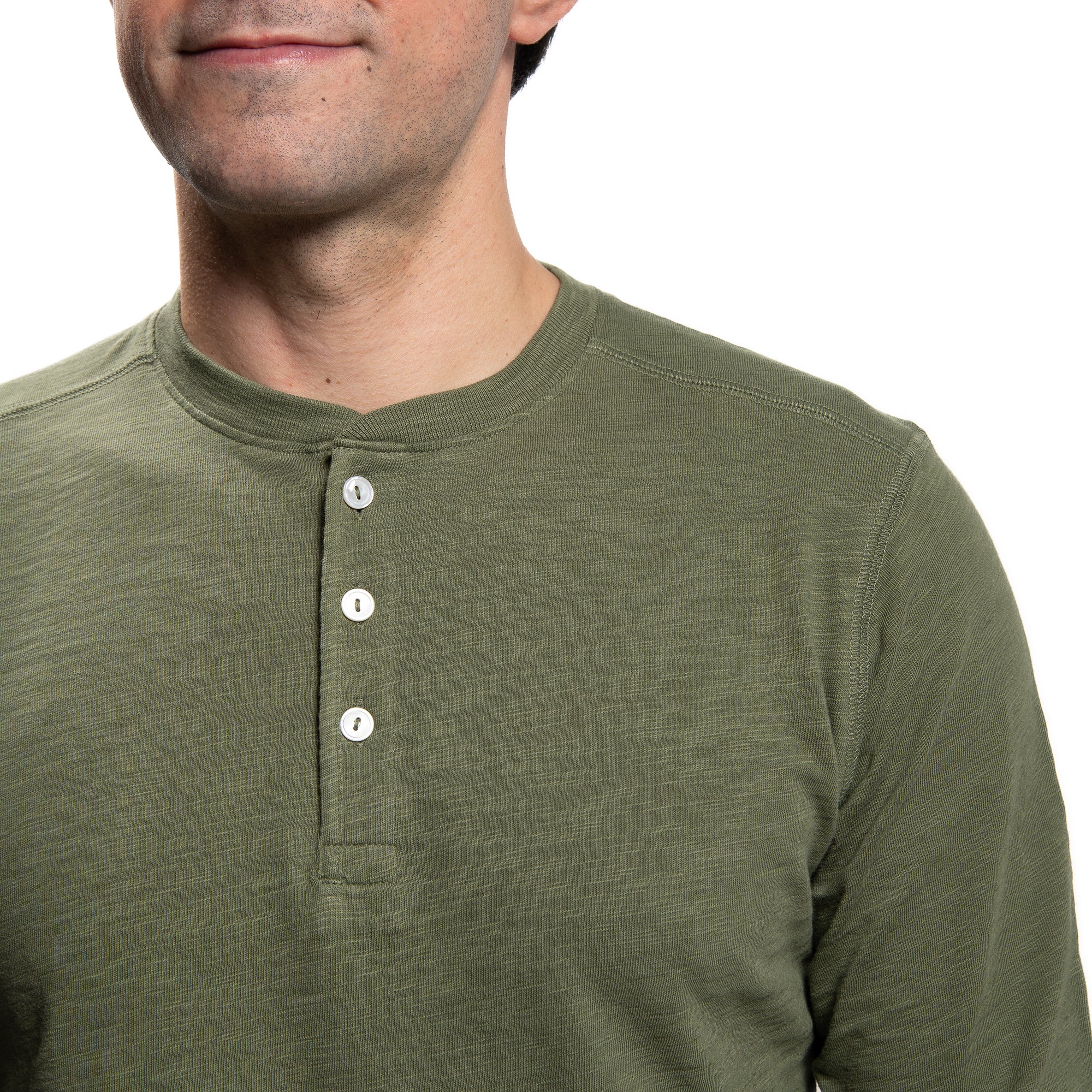 Henley Shirt Long Sleeve - Olive