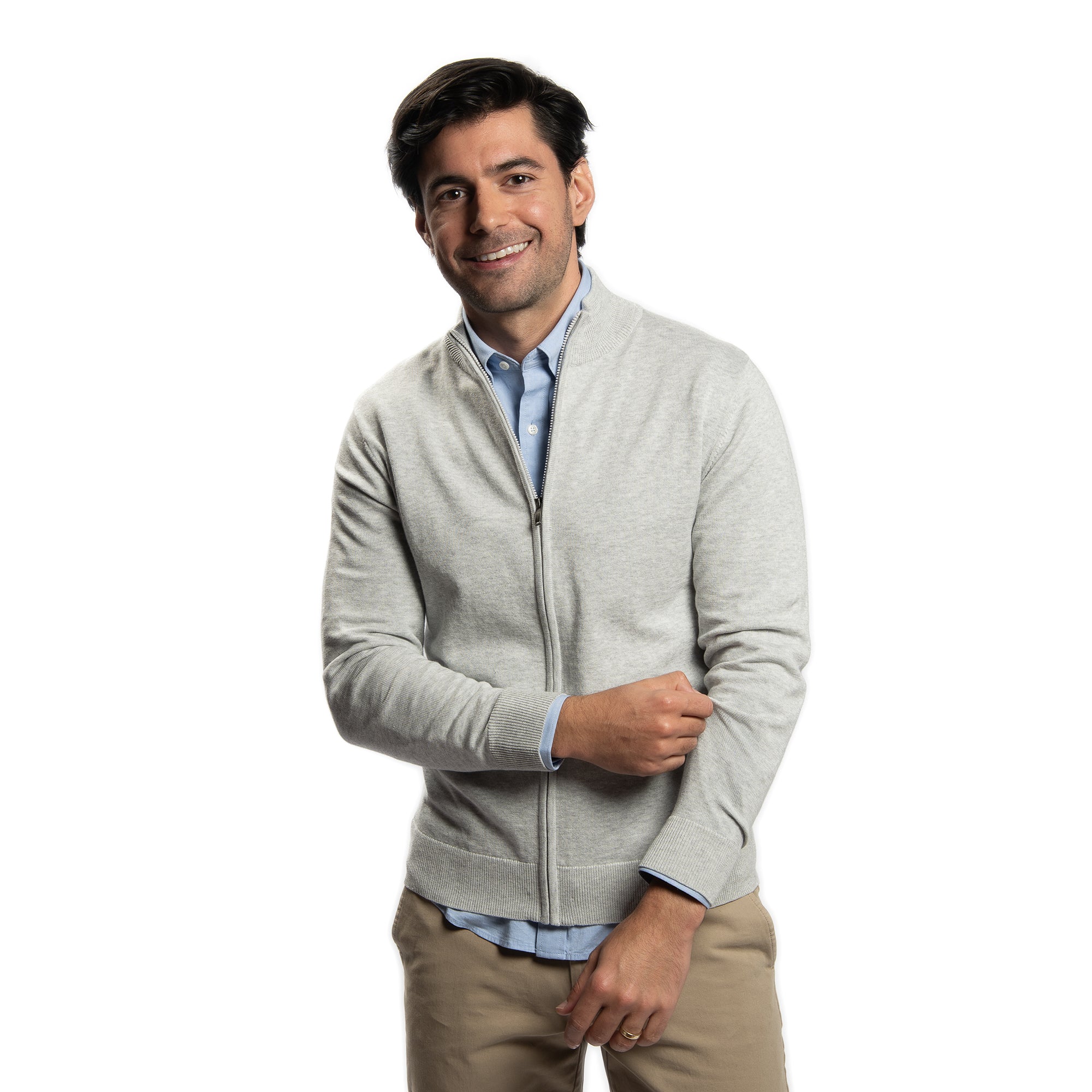 grey dress sweater men Men's Grey Sweater with White Collared Shirt 2XL