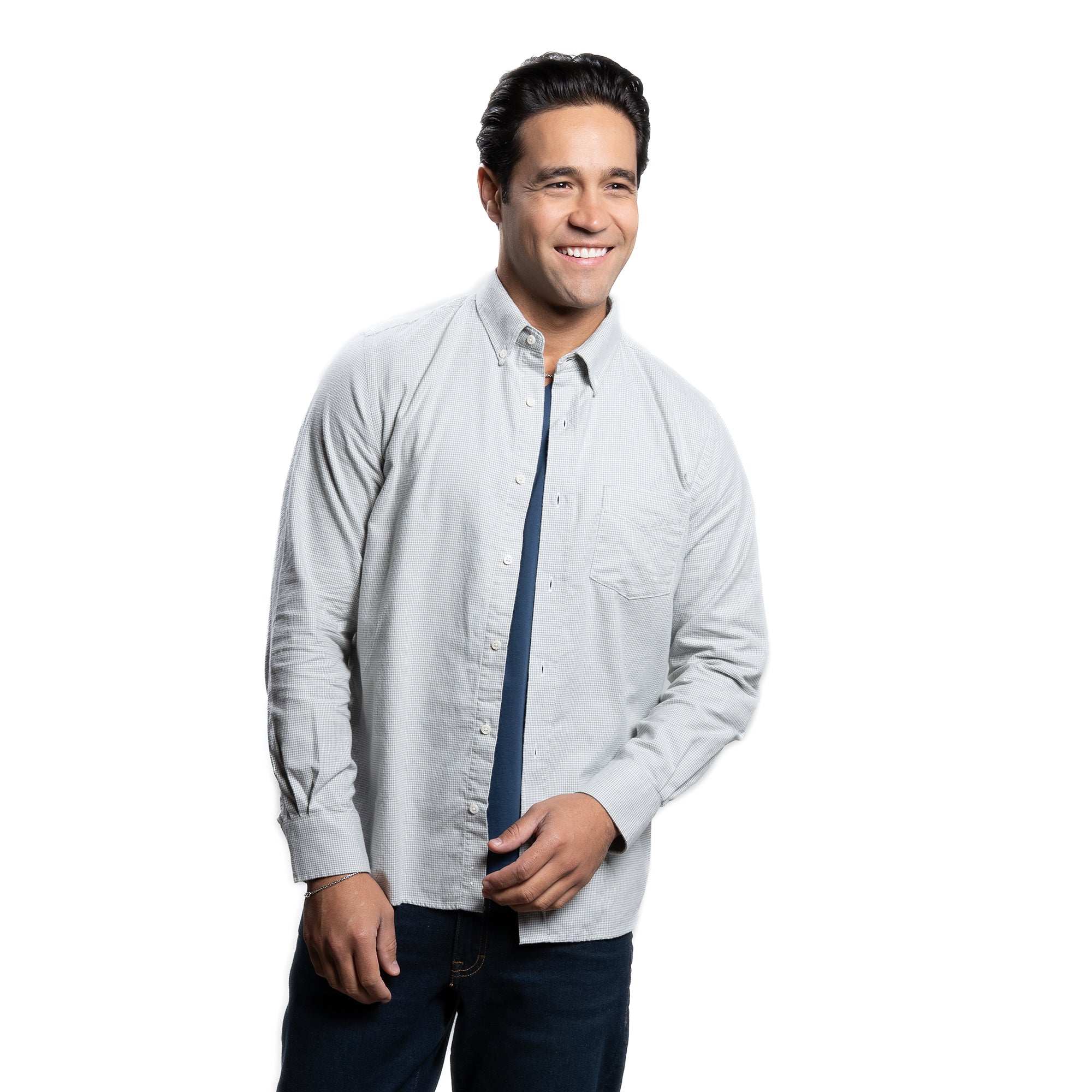 Everyday Flannels - Light Grey Microcheck