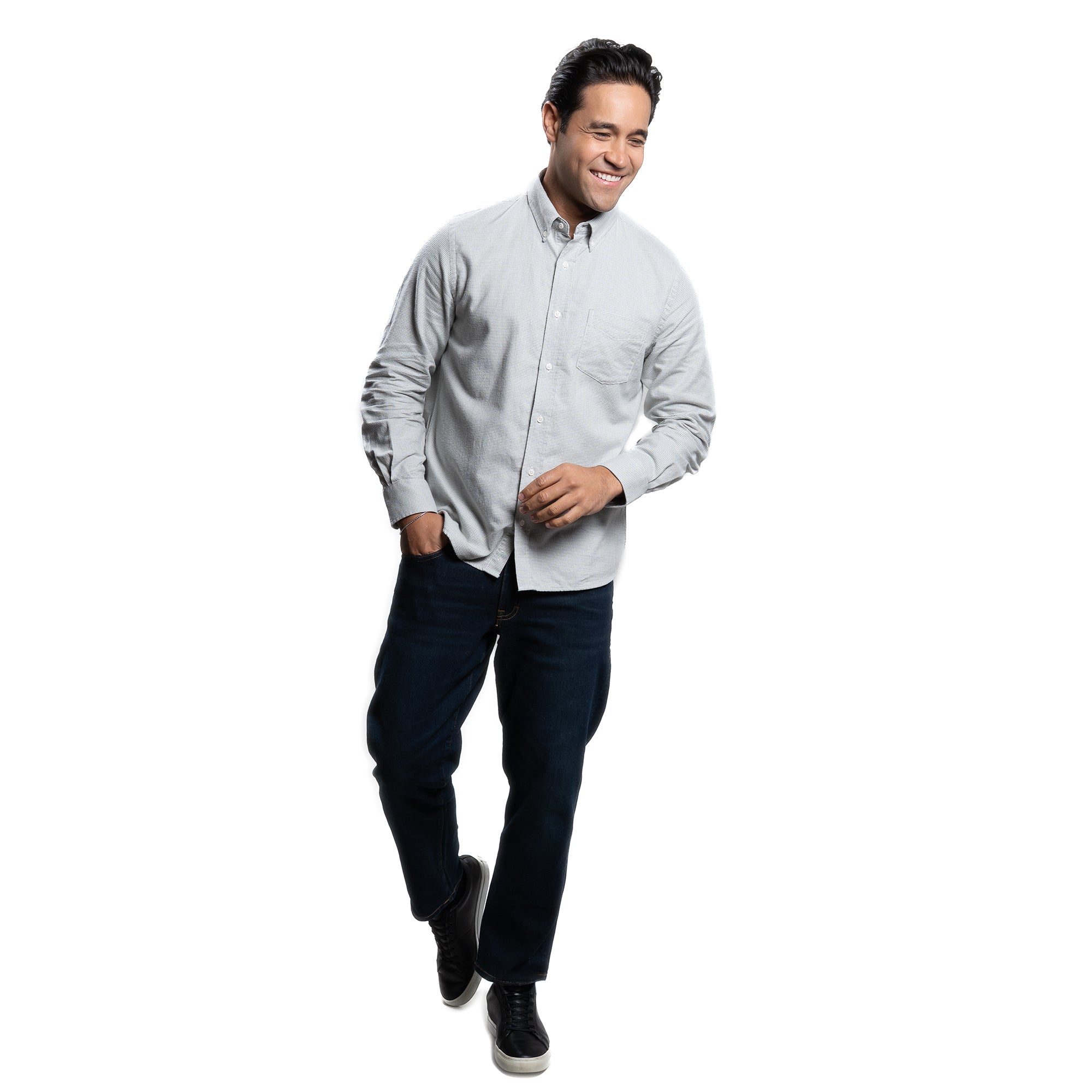 Everyday Flannels - Light Grey Microcheck