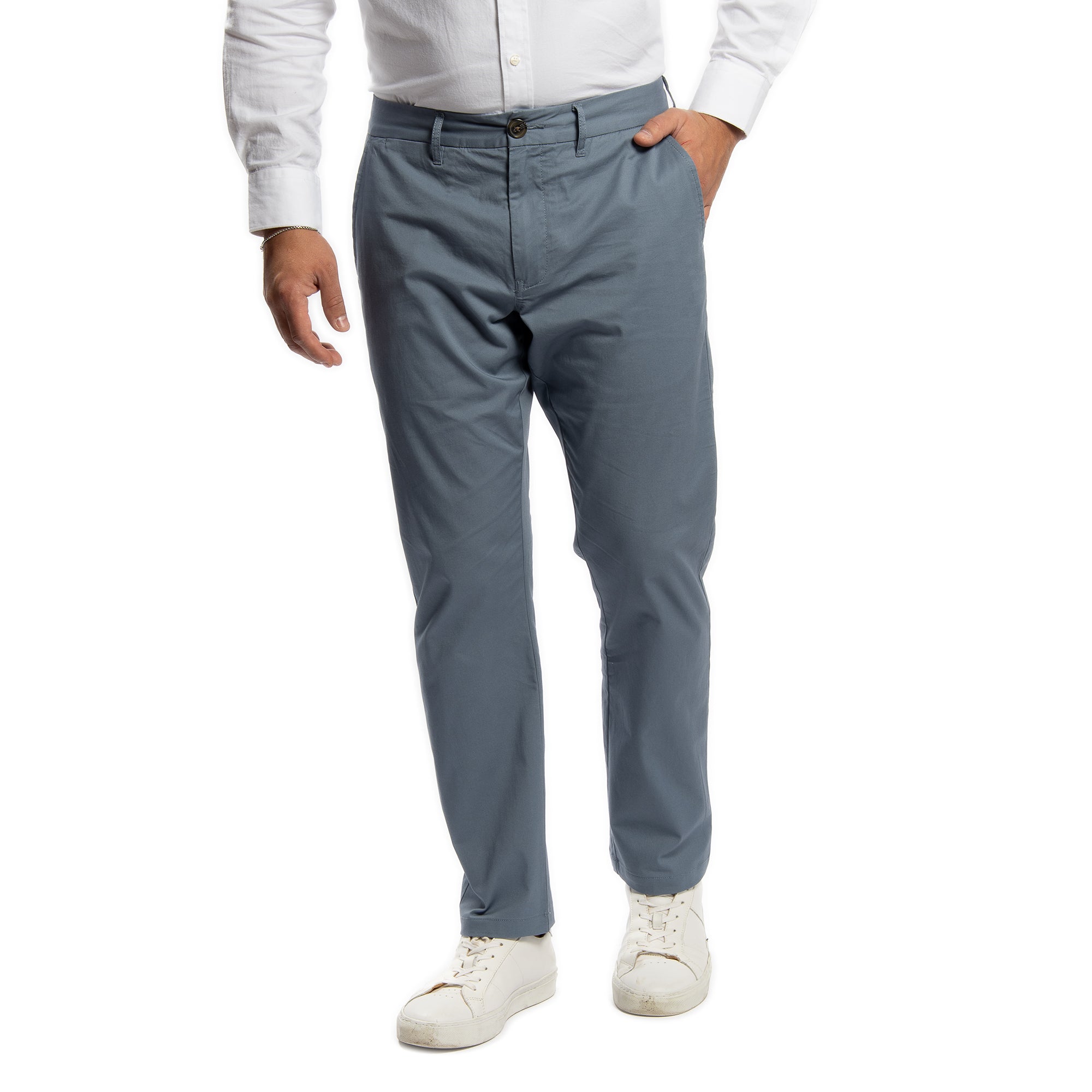 Lightweight Stretch Chinos Slim Fit, Slate | Peter Manning NYC