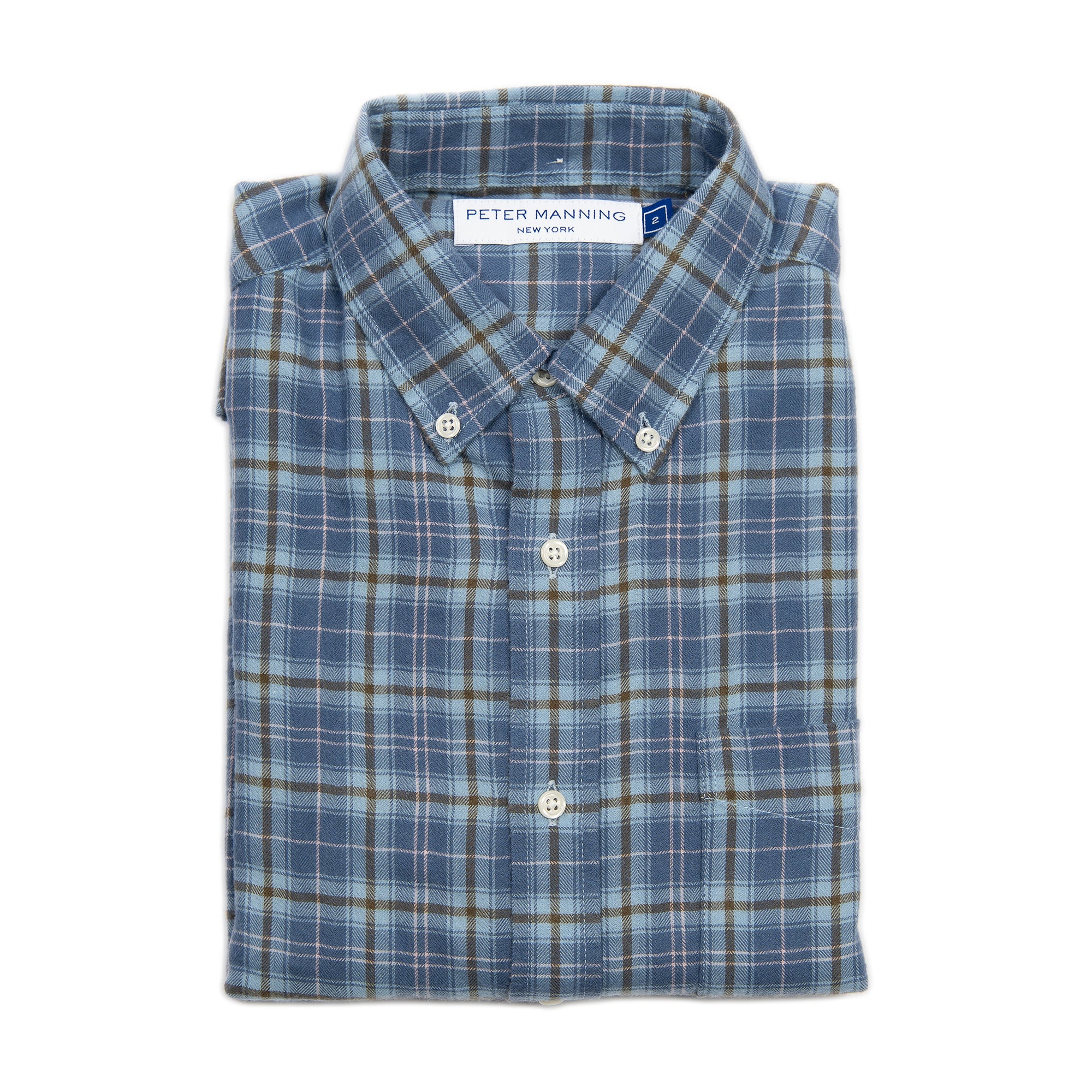 Cotton Merino Wool Shirts - Blue Plaid