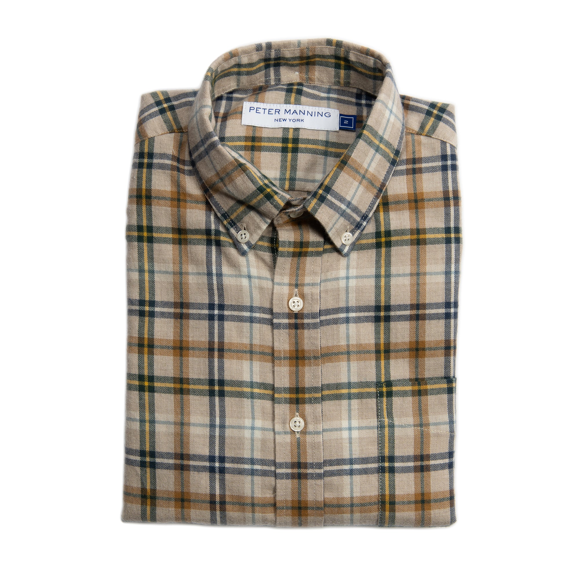 Cotton Merino Wool Shirts - Tan Plaid