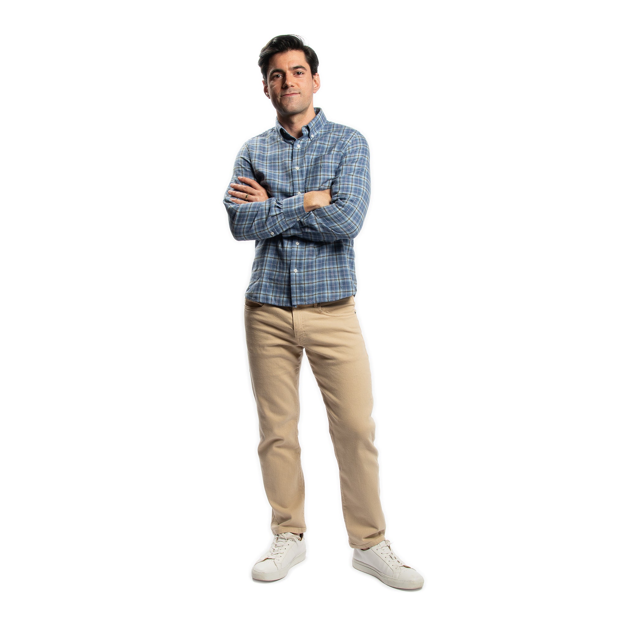 Cotton Merino Wool Shirts - Blue Plaid