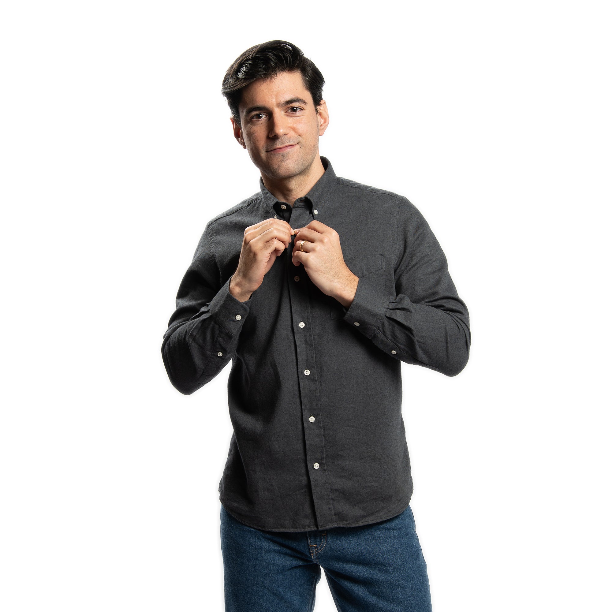Cotton Merino Wool Shirts - Charcoal