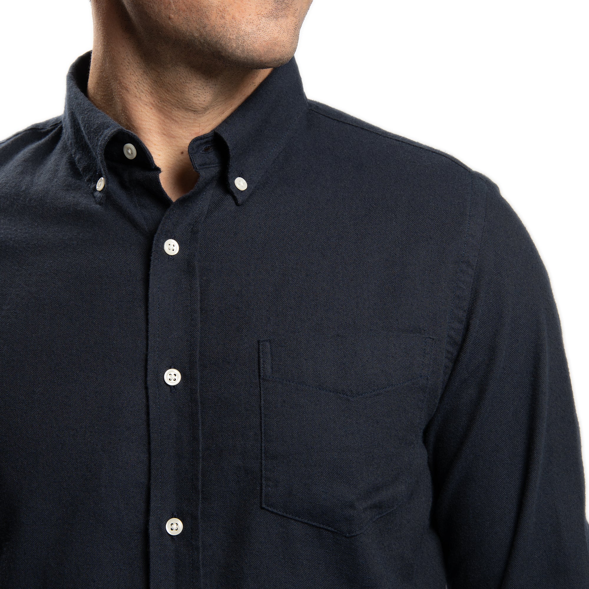 Cotton Merino Wool Shirts - Navy
