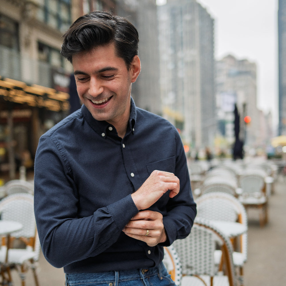 Cotton Merino Wool Shirts - Navy