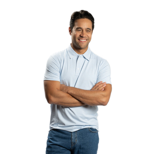 Tech Polos - Blue Stripe