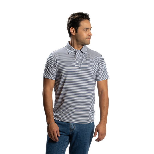 Tech Polos - Navy Stripe