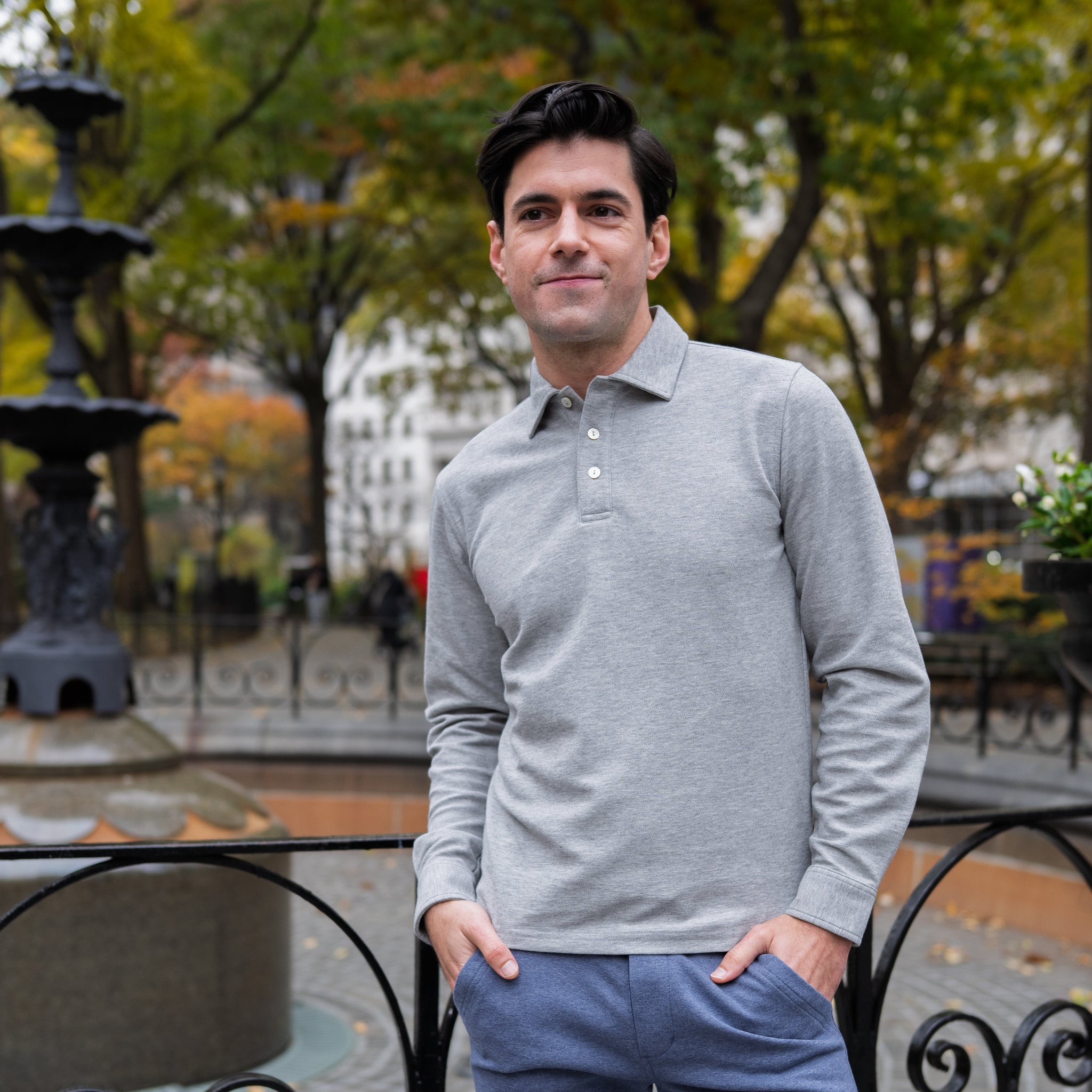 Pique Polo Shirts - Heather Grey