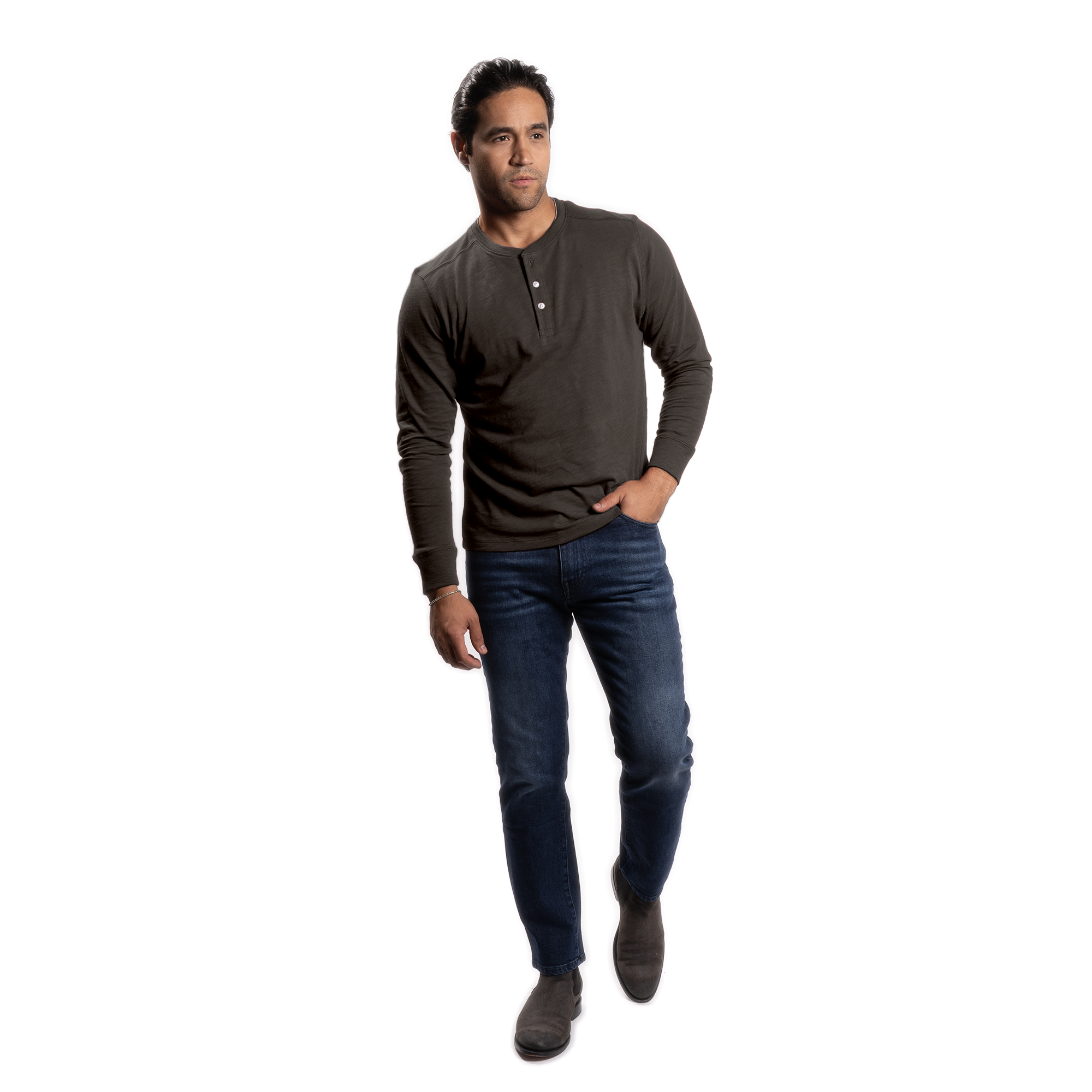 Henley Shirt Long Sleeve - Espresso
