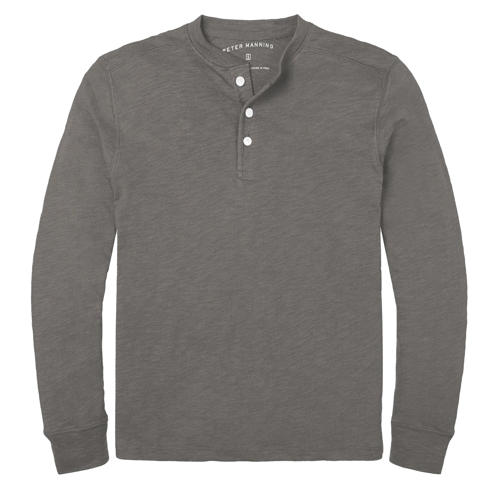 Henley Shirt Long Sleeve, Charcoal | Peter Manning NYC