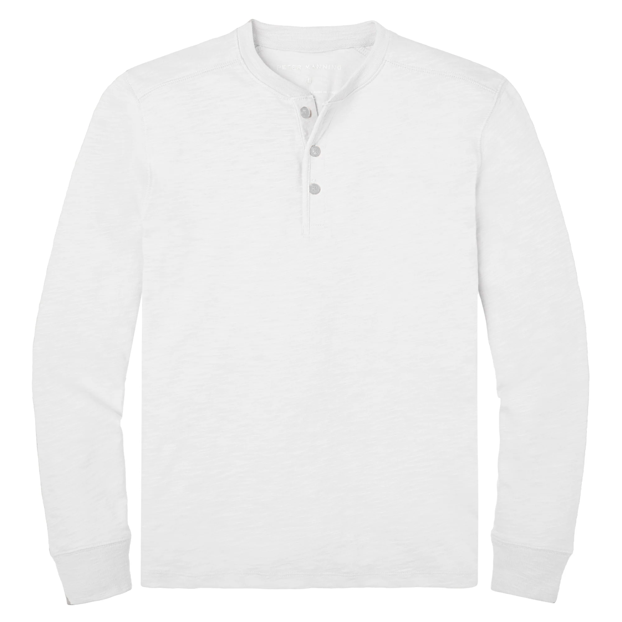 Henley Shirt Long Sleeve, White Peter Manning NYC