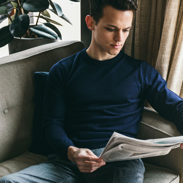 Merino Wool Sweaters Crew Neck - Navy