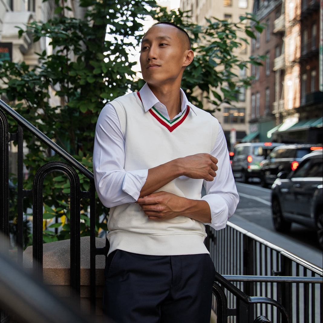 Cotton Sweater Vest - White