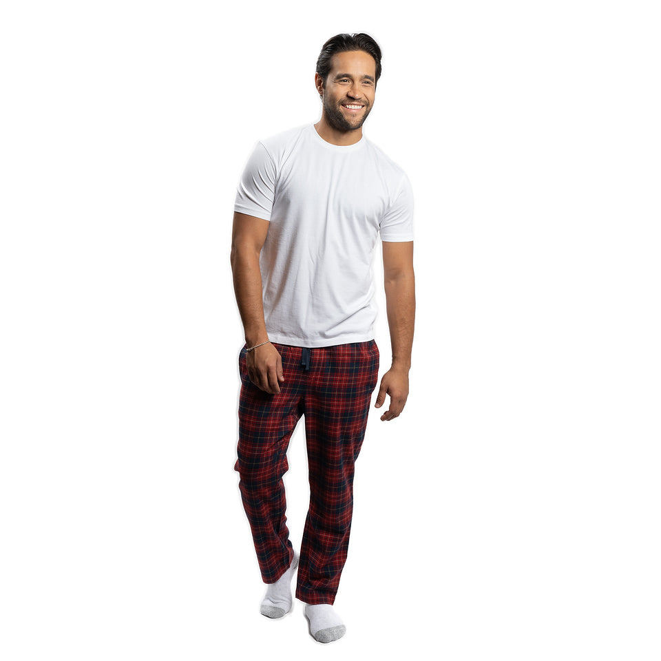 Pajama Pants, Navy Red Check Flannel