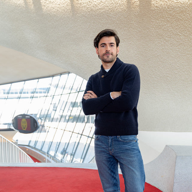 Wool Shawl Collar Sweaters - Navy