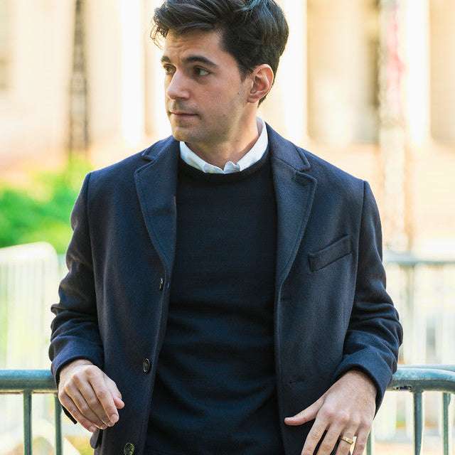 Fulton Wool Cashmere Topcoat - Navy