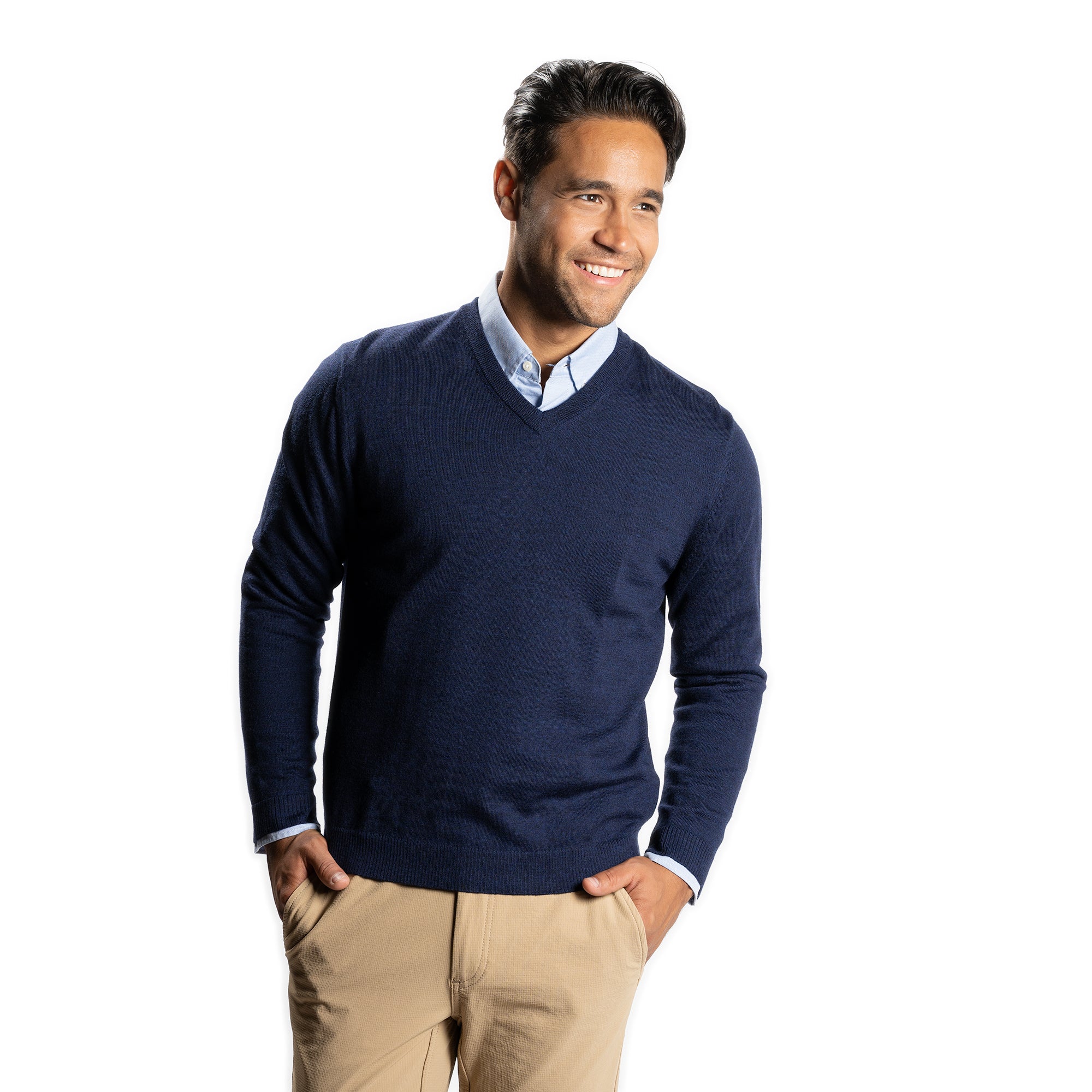 Wool Sweaters V Neck, Navy | Peter Manning NYC