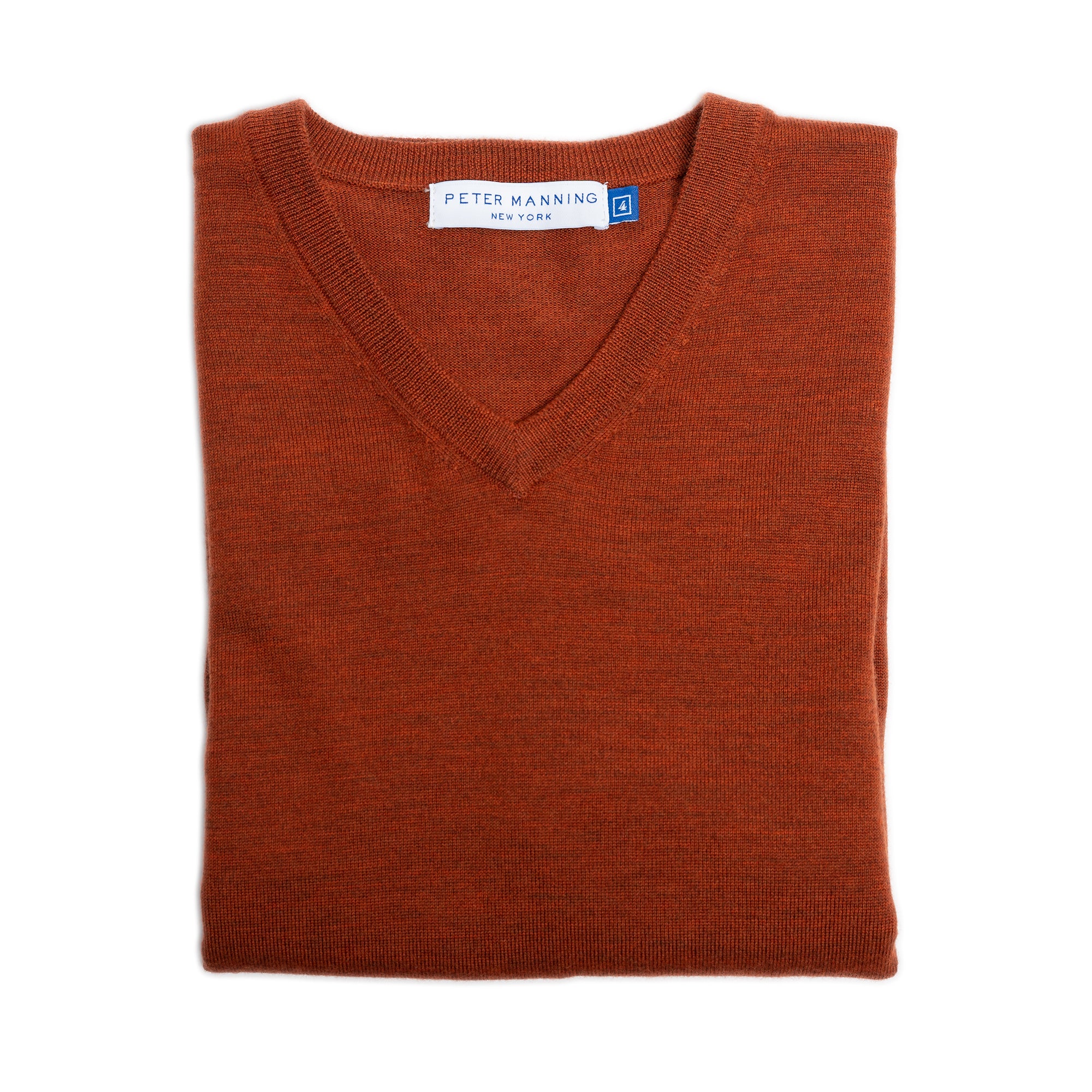 Wool Sweaters V Neck - Rust