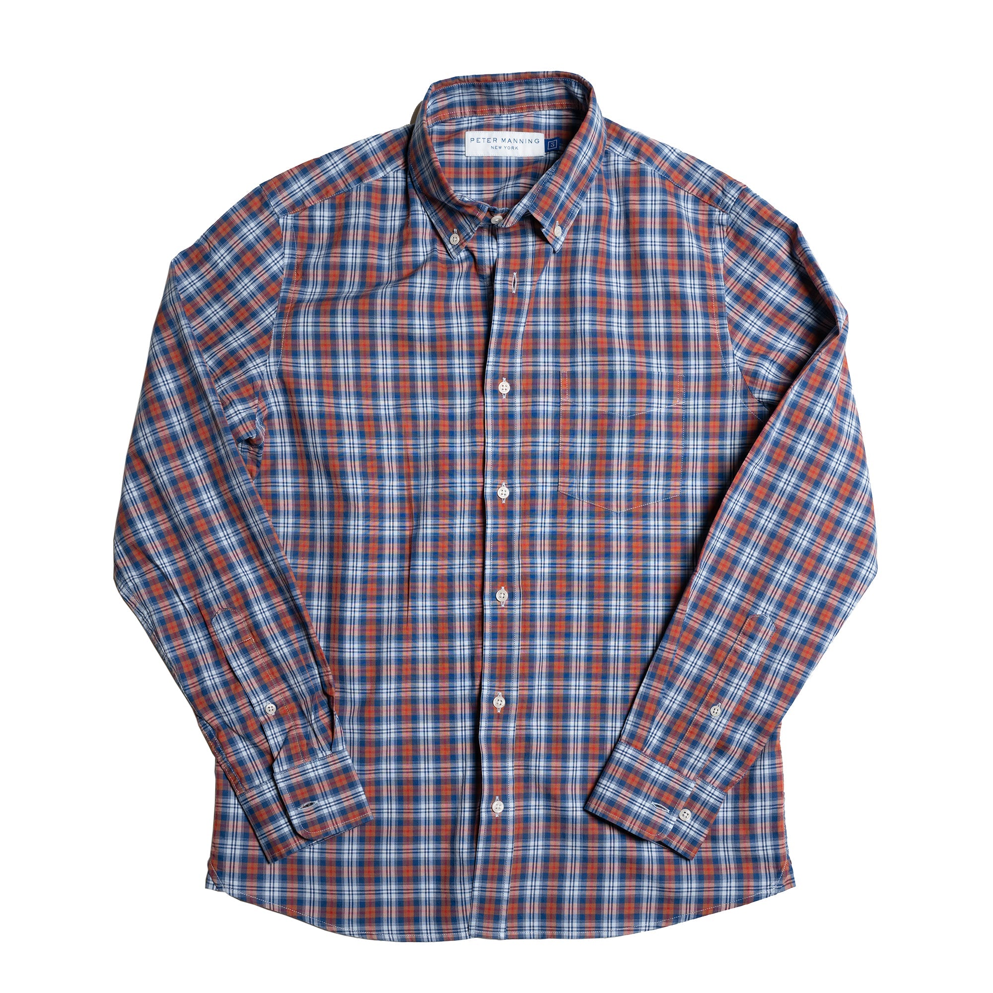 Everyday Stretch Oxford Standard Fit -  Navy Brown Plaid
