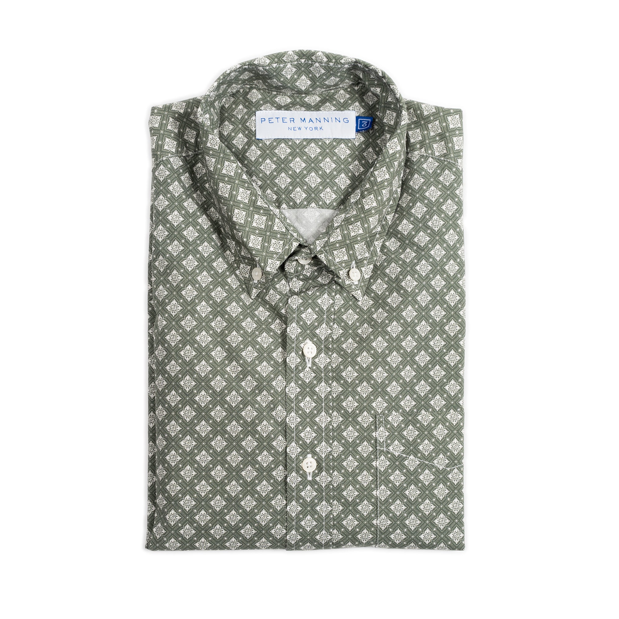 Weekend Printed Shirt -  Olive Geometric