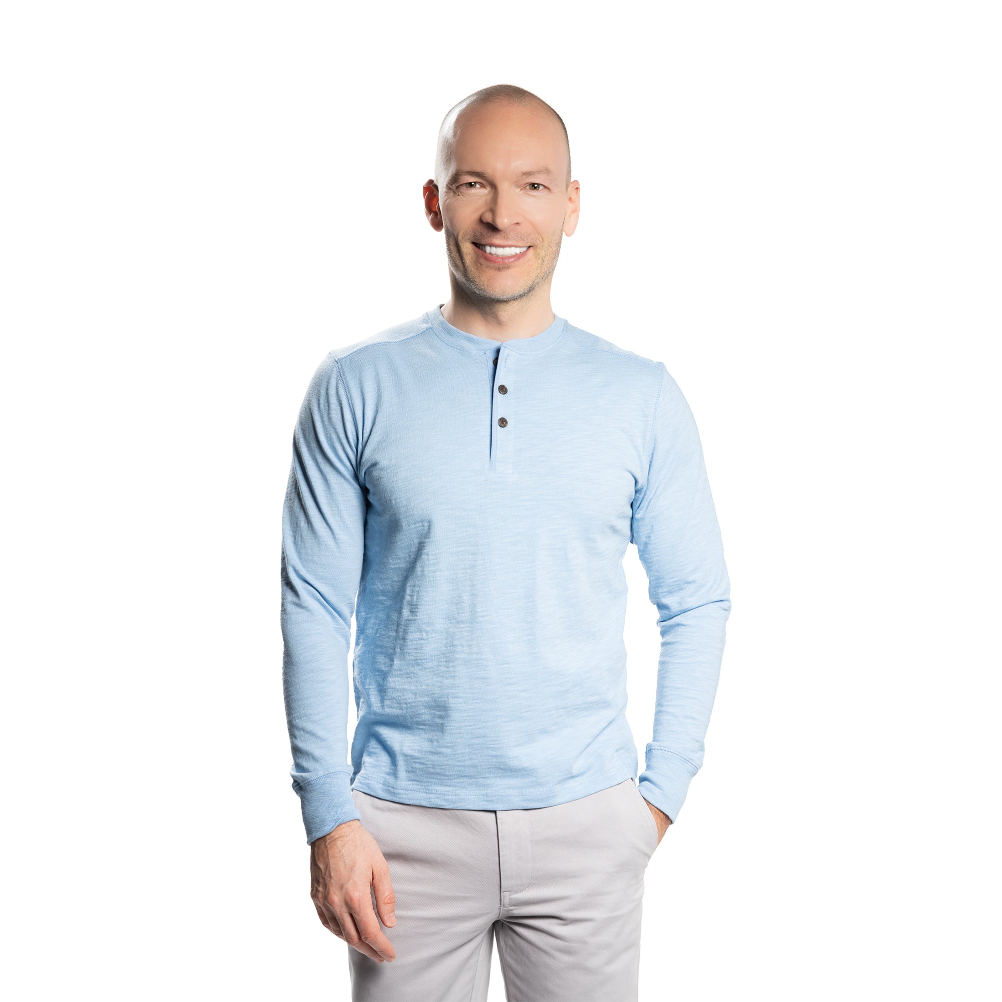 Henley Shirt Long Sleeve - Powder Blue
