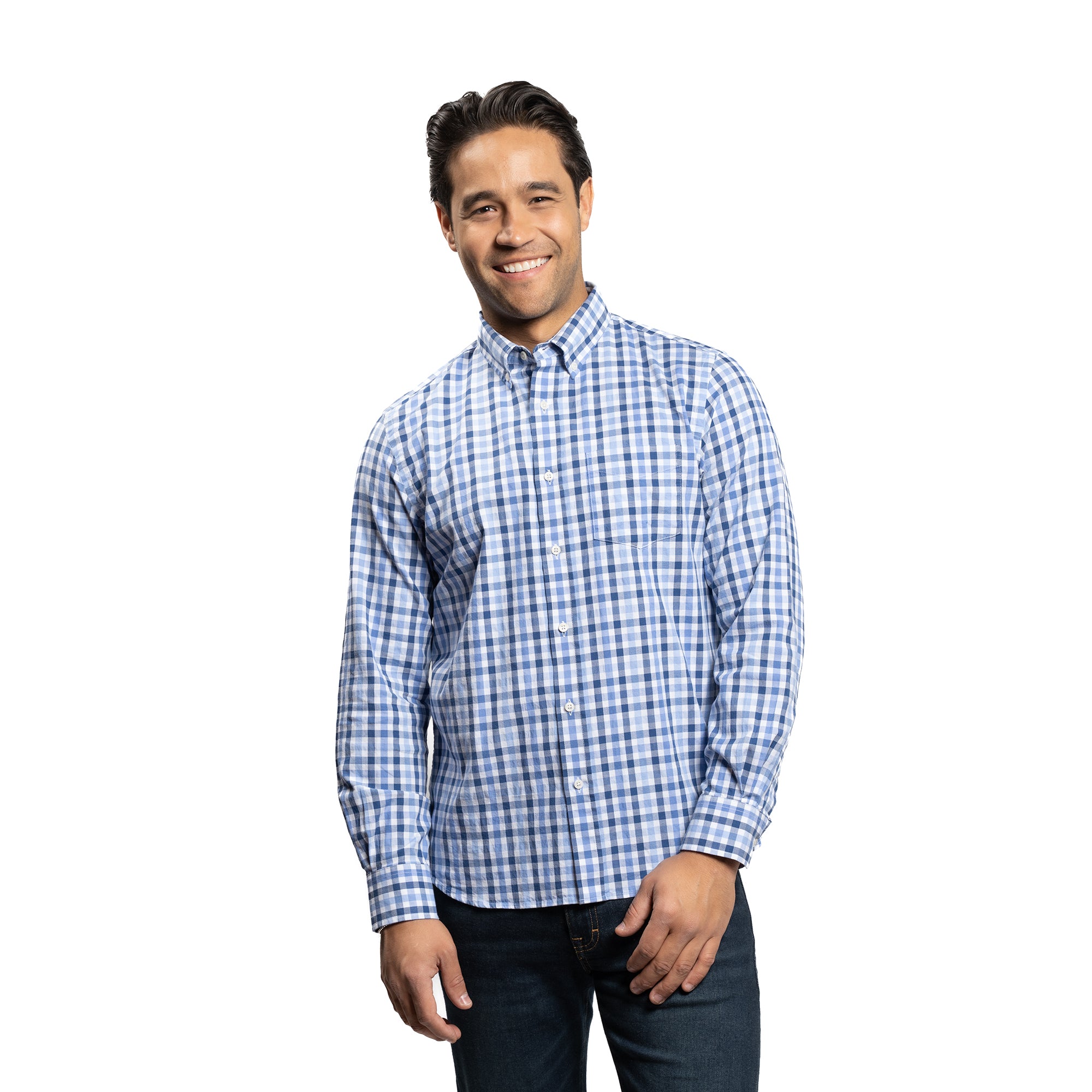Everyday Stretch Oxford Standard Fit -  Navy Blue Gingham