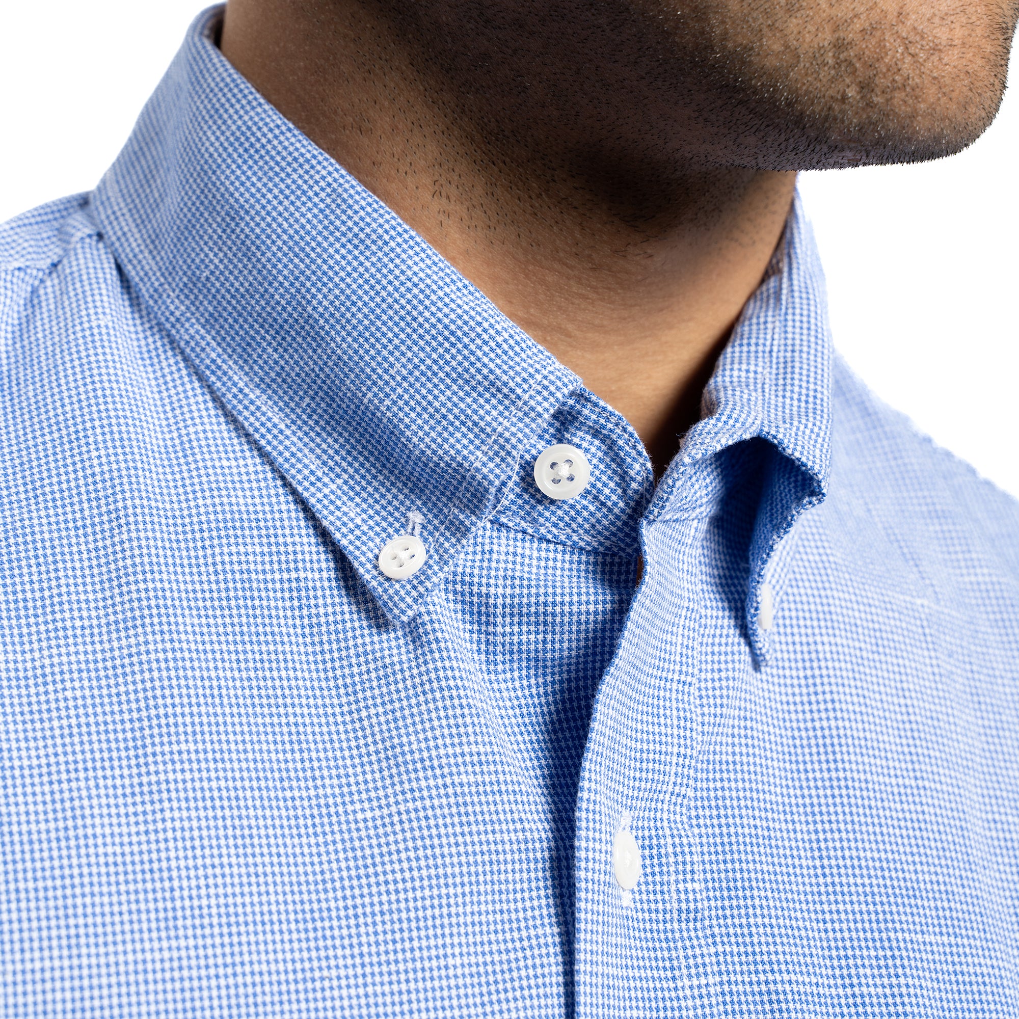 Weekend Linen Shirts - Blue Microcheck