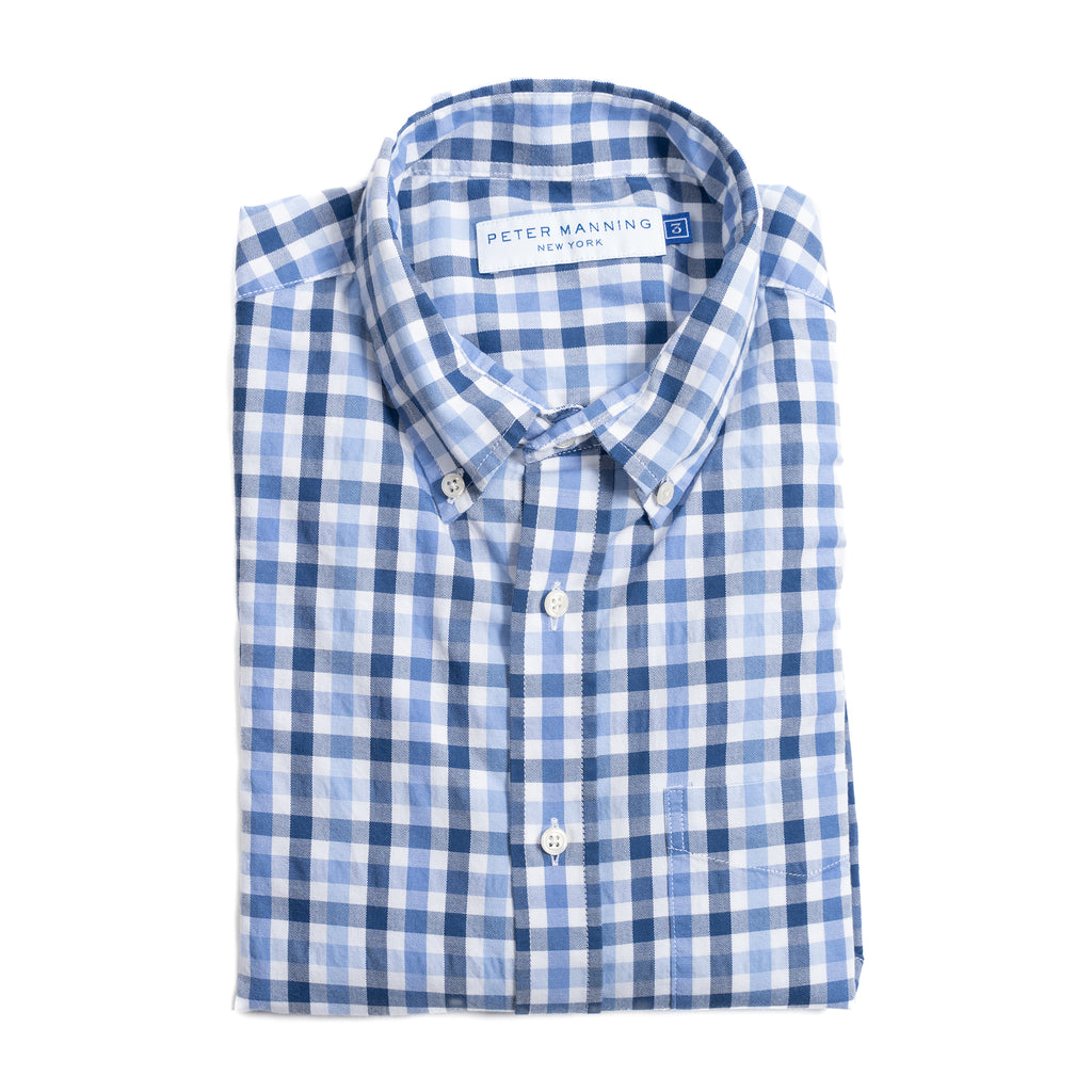 Everyday Stretch Oxford Standard Fit, Navy Blue Gingham | Peter Manning NYC