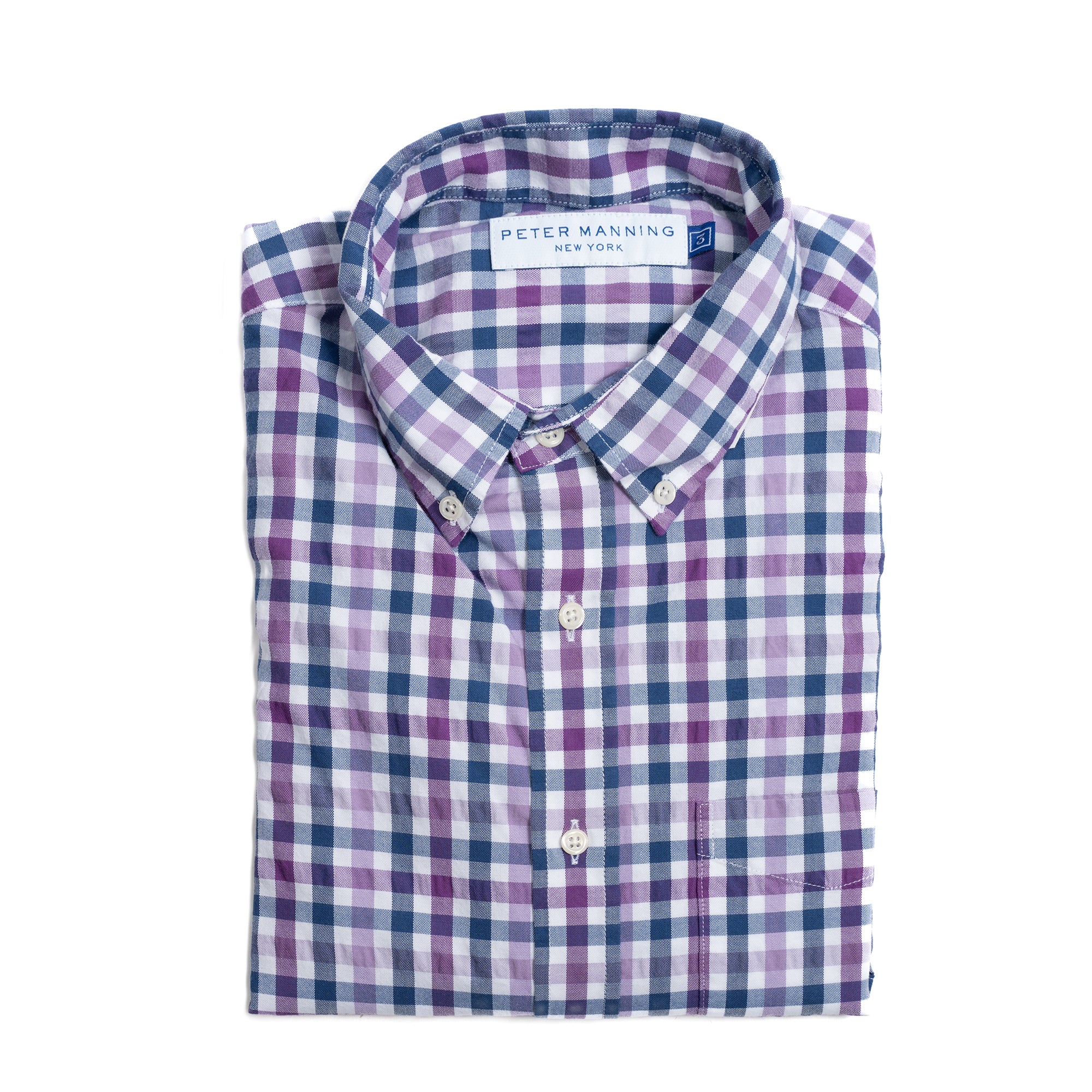 Everyday Stretch Oxford Standard Fit, Navy Purple Gingham | Peter ...