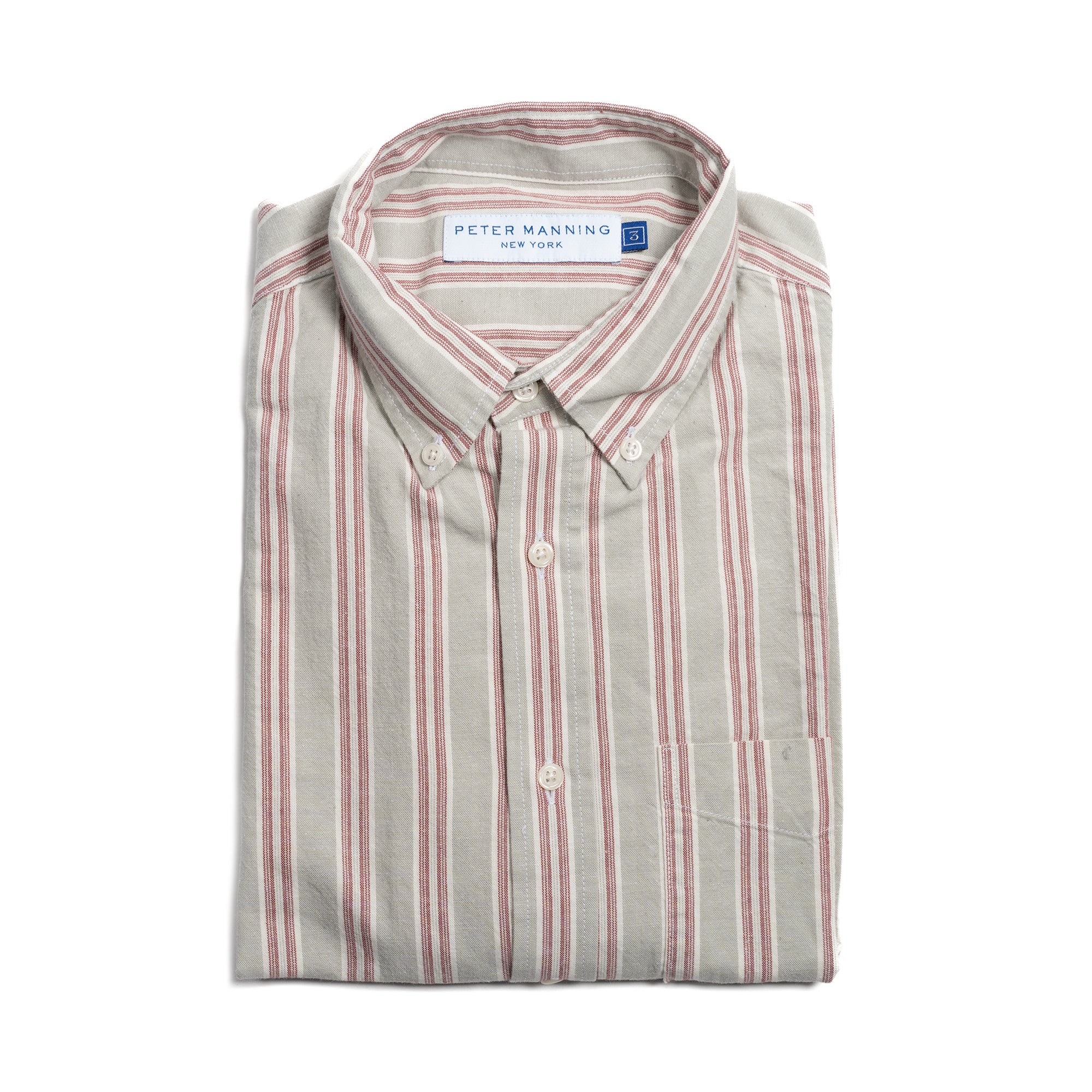 Brooklyn Chambray Shirt - Grey Burgundy Stripe