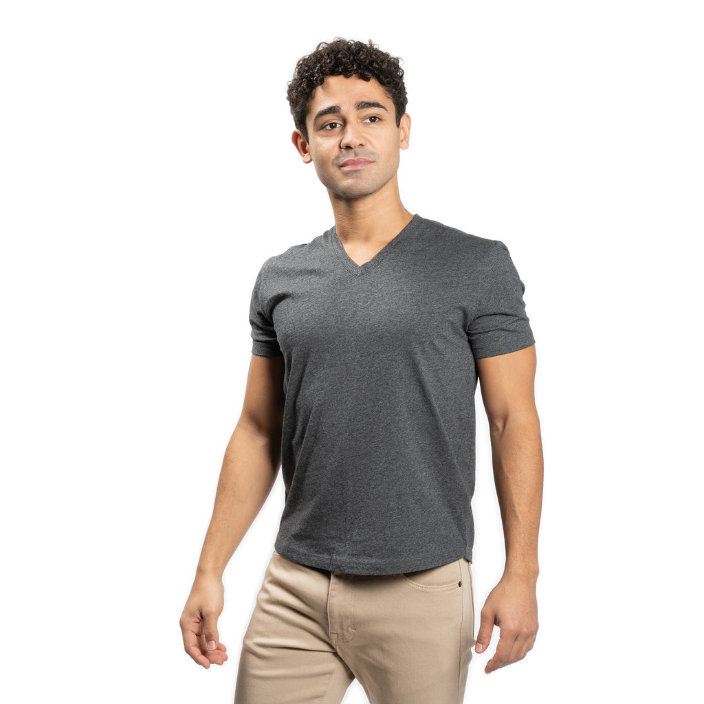 The V Neck T, Charcoal | Peter Manning NYC