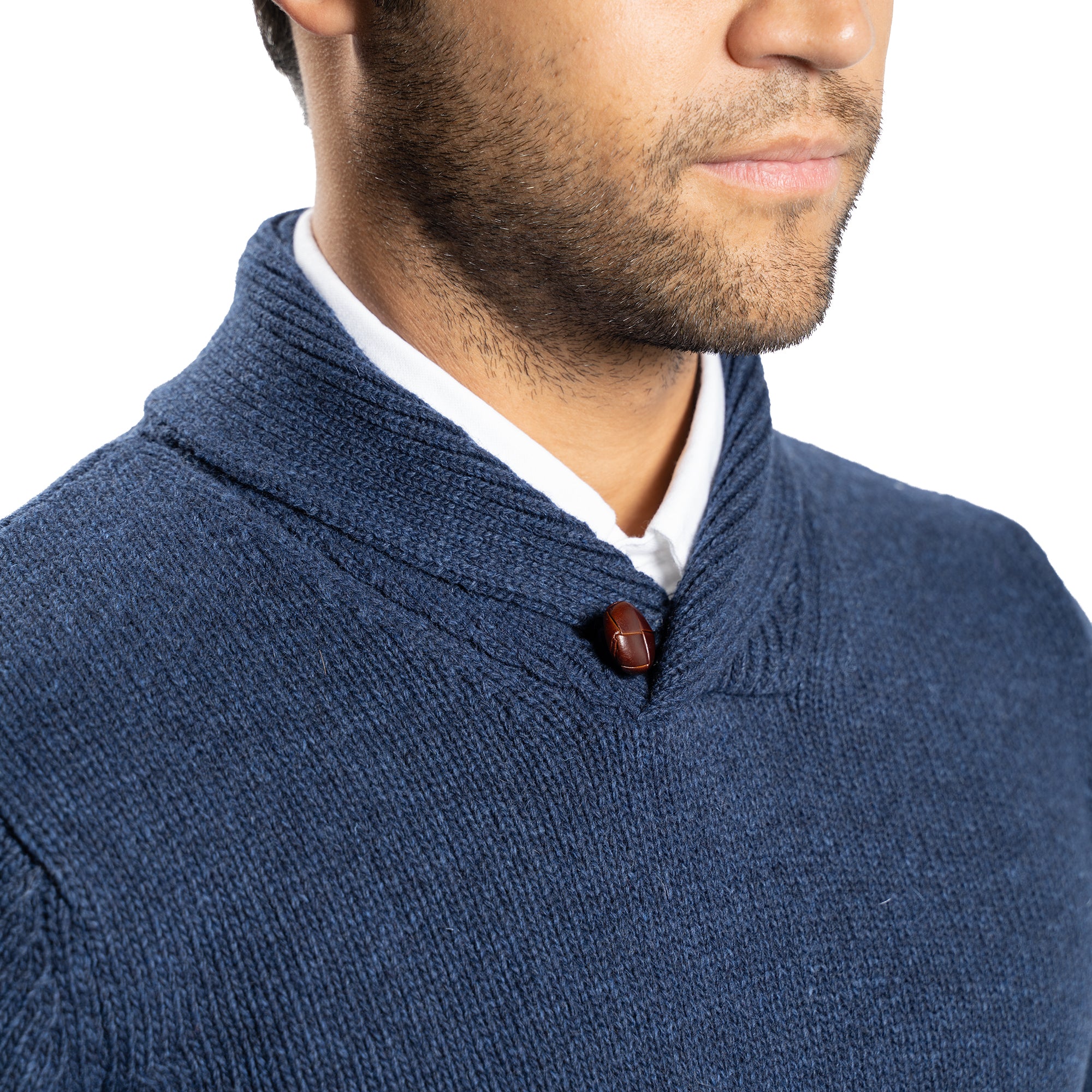 Wool Shawl Collar Sweaters - Navy