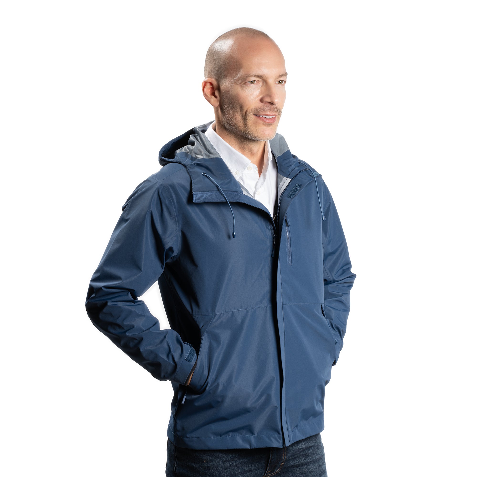 Tech Rain Jacket For Short Men - Navy – Peter Manning New York