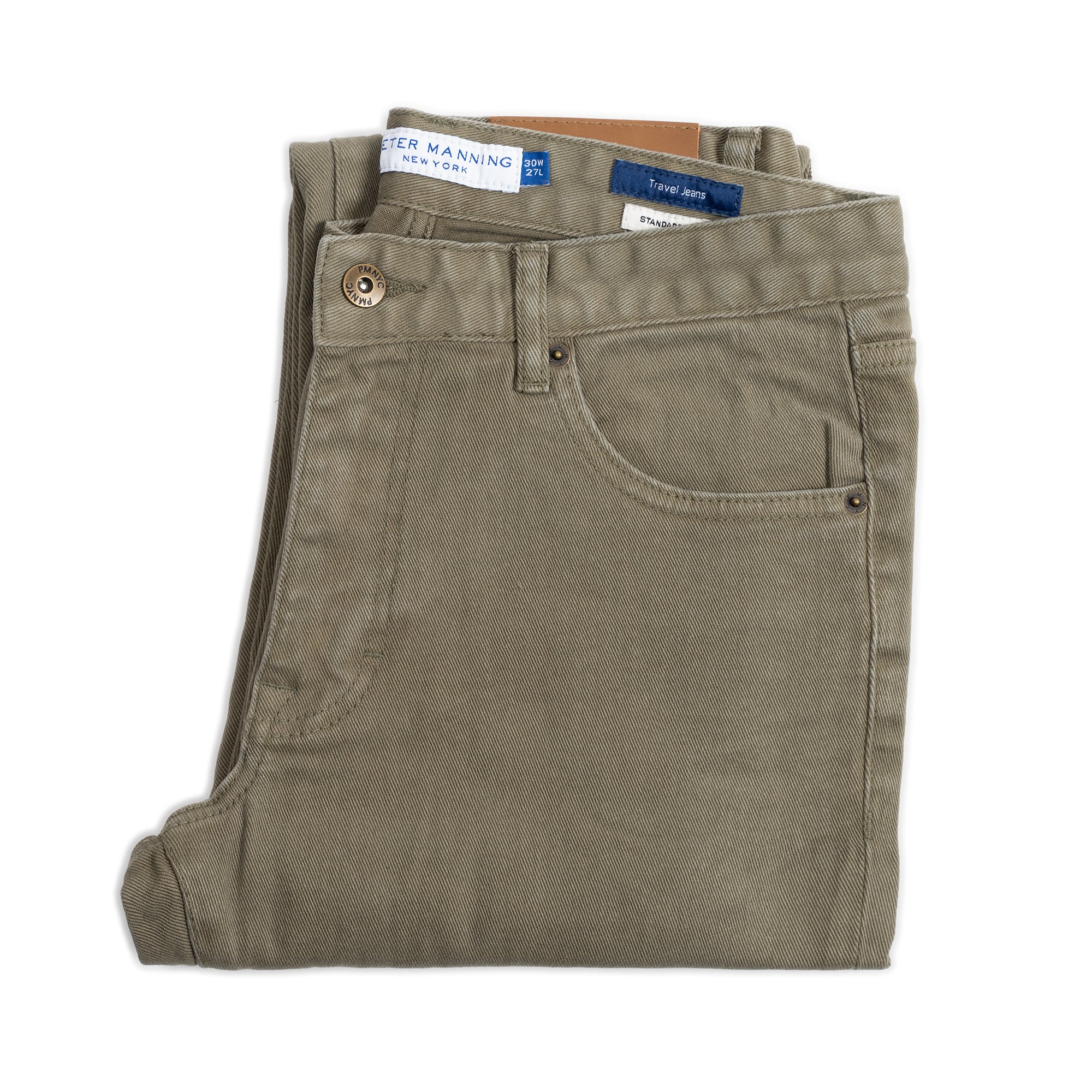 Travel Jeans Standard Fit, Olive | Peter Manning NYC
