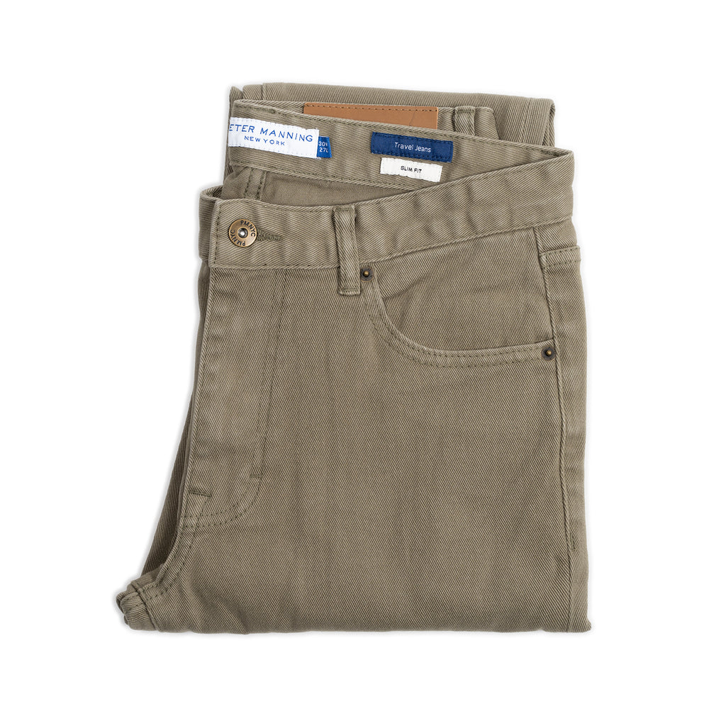 Travel Jeans Slim Fit, Olive | Peter Manning NYC