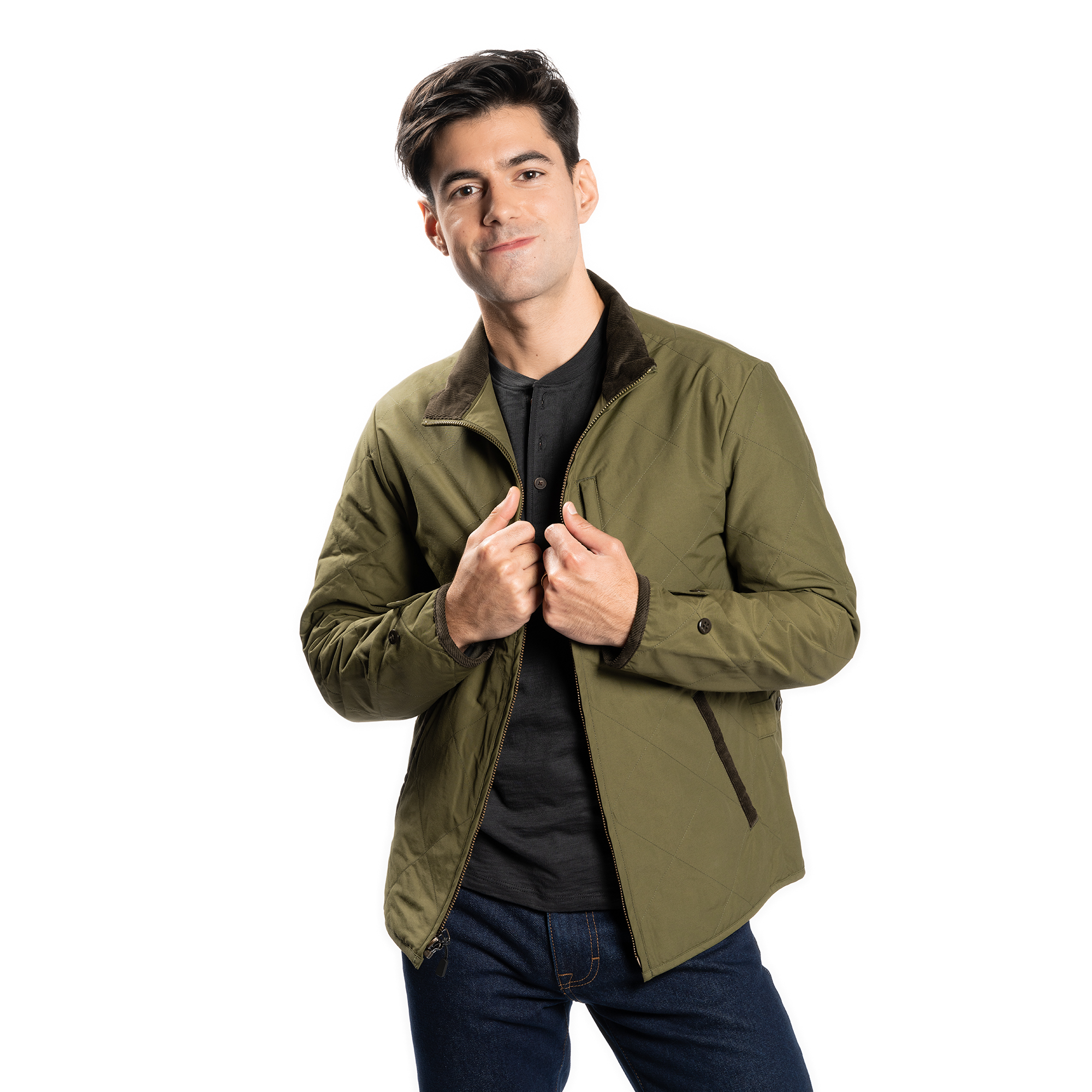 Mens olive quilted jacket hotsell