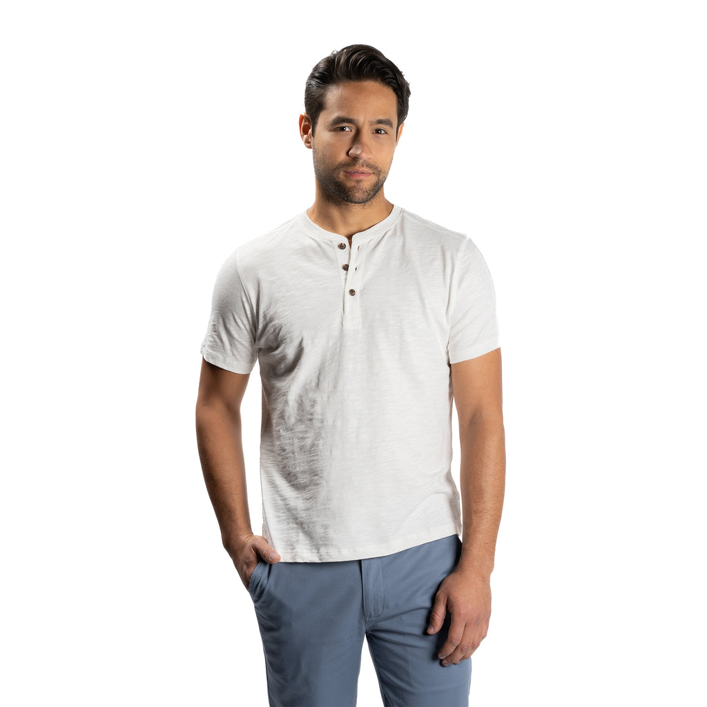 Henley Shirt Short Sleeve, White | Peter Manning NYC