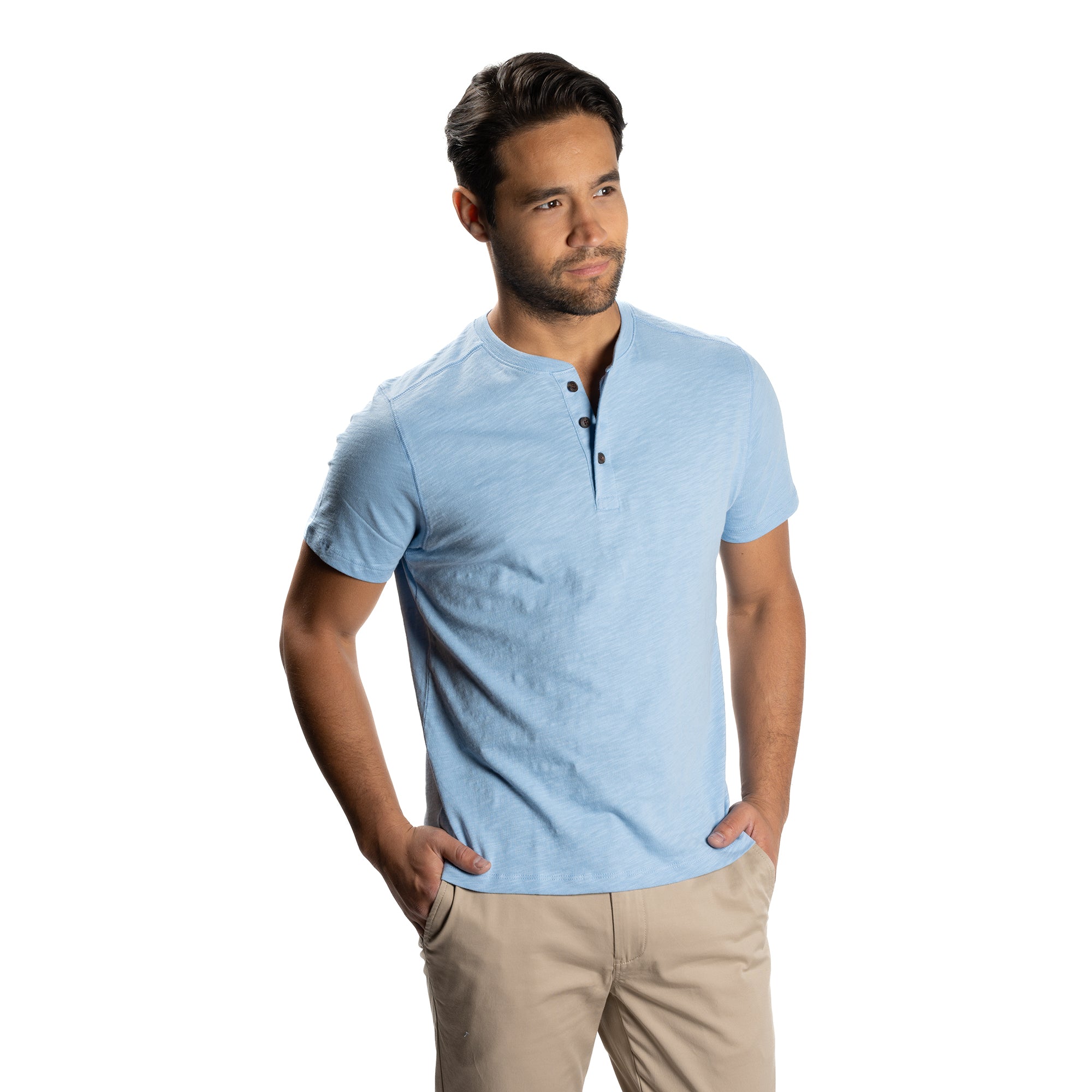 Henley Shirt Short Sleeve - Powder Blue