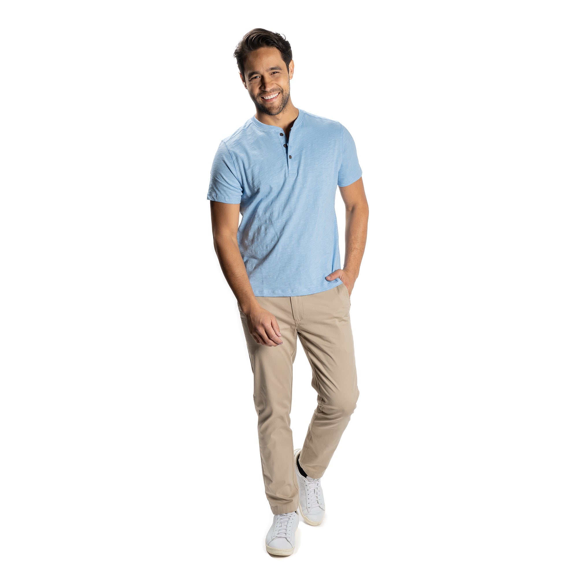 Henley Shirt Short Sleeve - Powder Blue