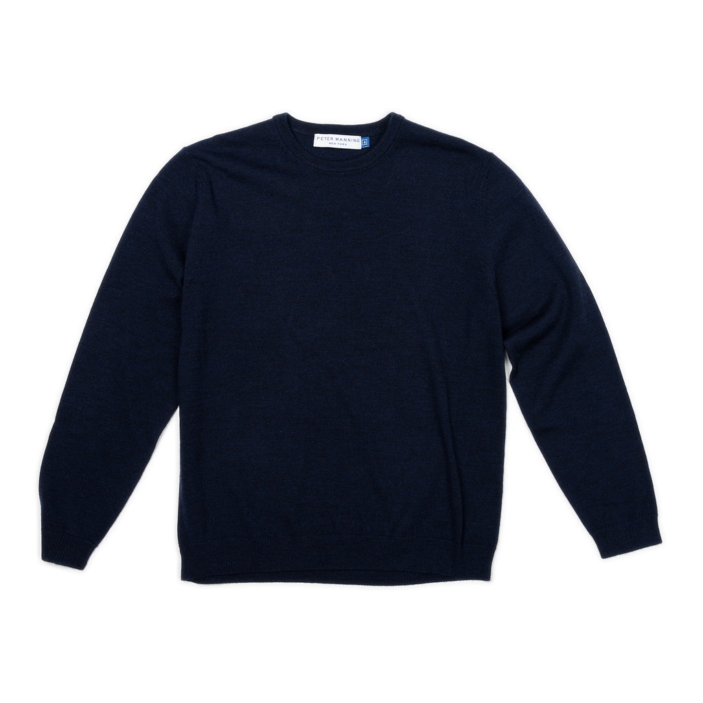 Wool Sweaters Crew Neck, Navy | Peter Manning NYC