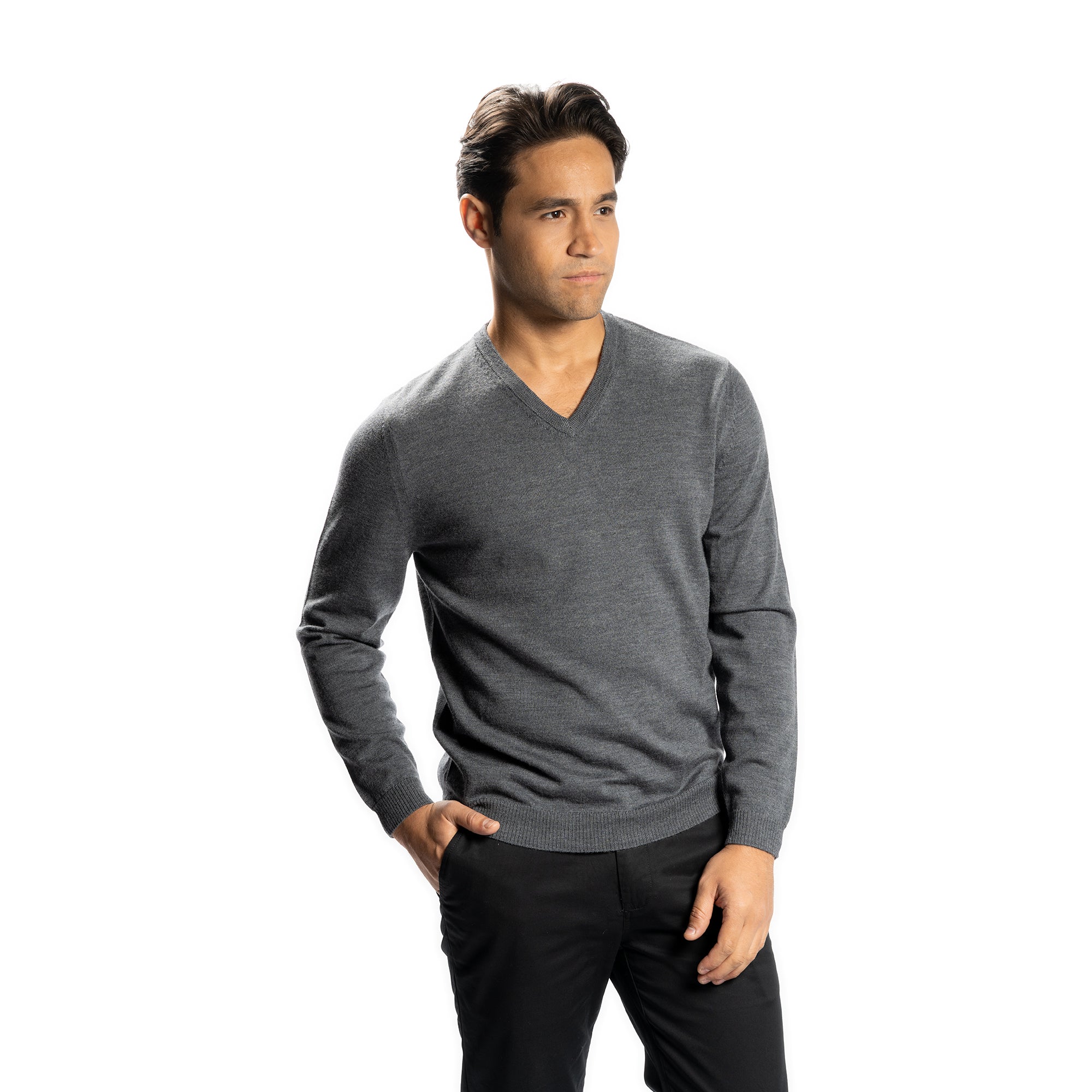 Wool Sweaters V Neck - Grey