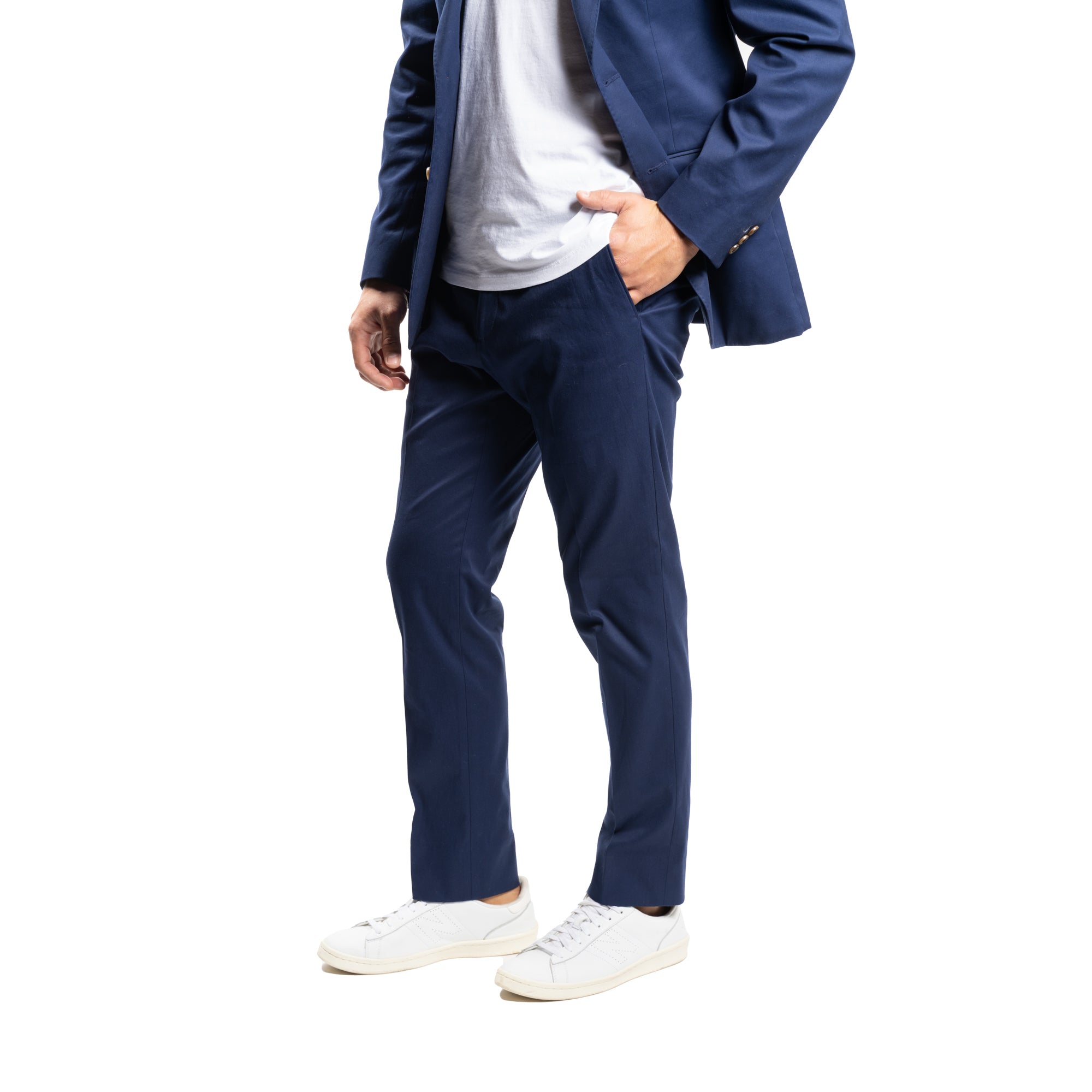 Stretch Cotton Trousers - Navy